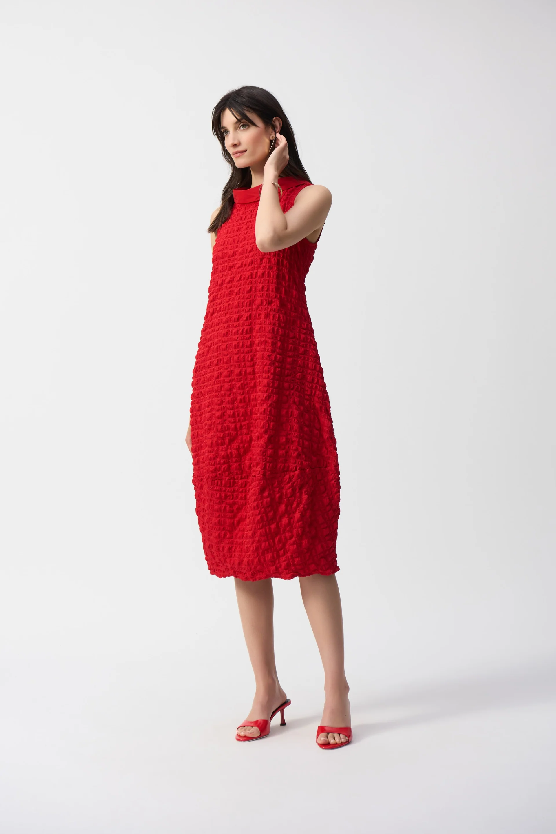 Joseph Ribkoff Textured Sleeveless Cocoon Dress Style 241204 - Image 4
