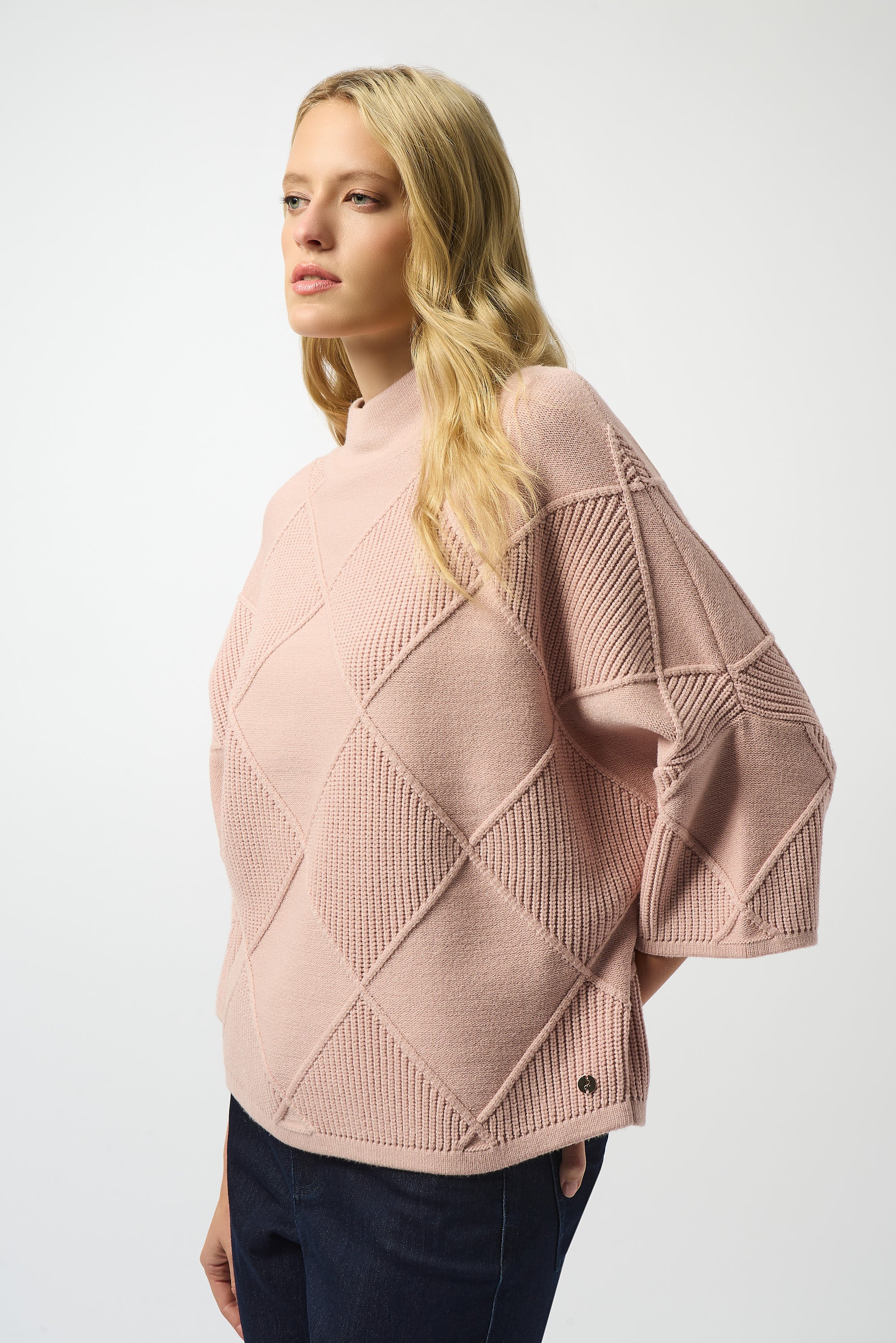Joseph Ribkoff Textured Sweater Knit Mock Neck Pullover Style 253943 - Image 4