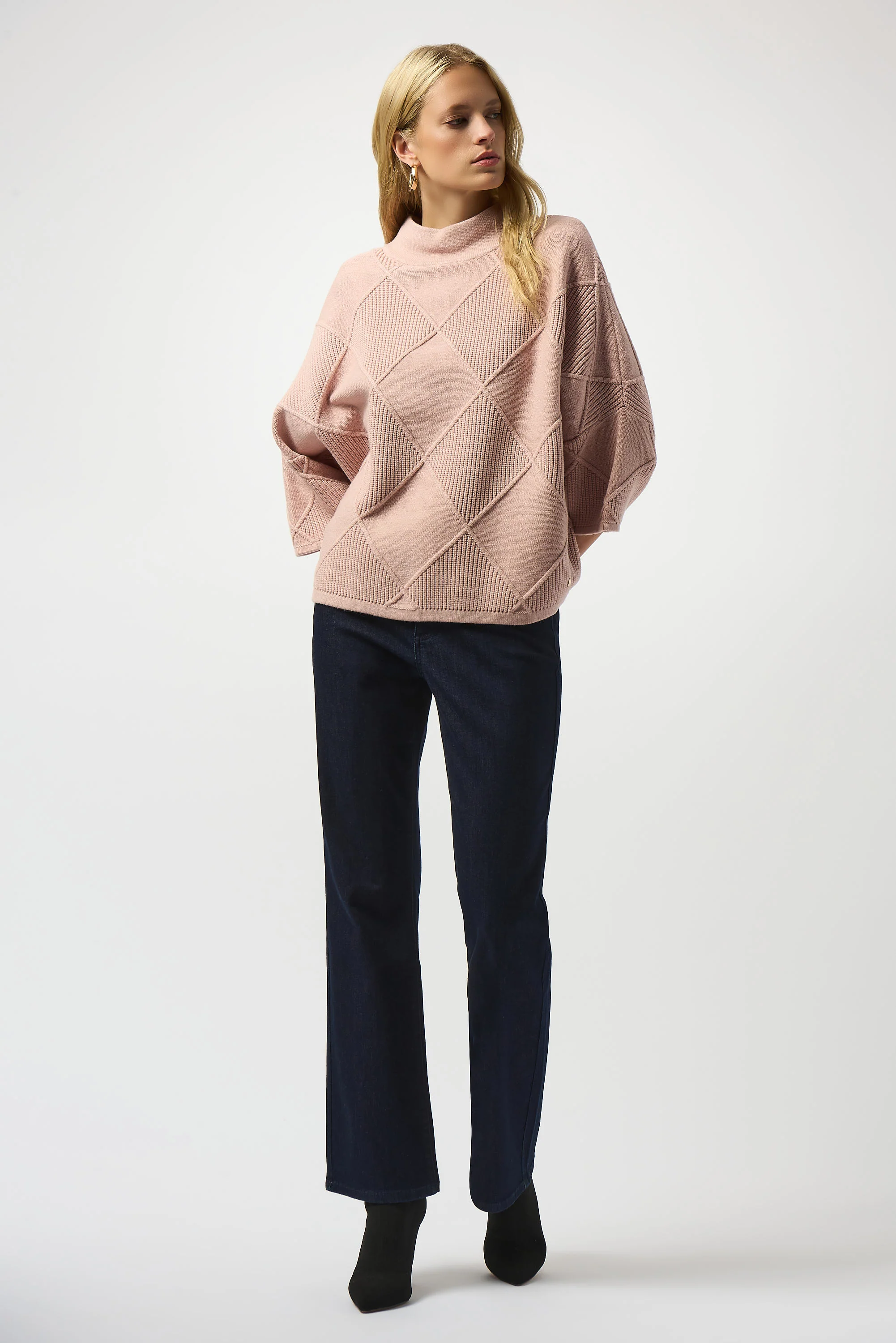 Joseph Ribkoff Textured Sweater Knit Mock Neck Pullover Style 253943 - Image 5