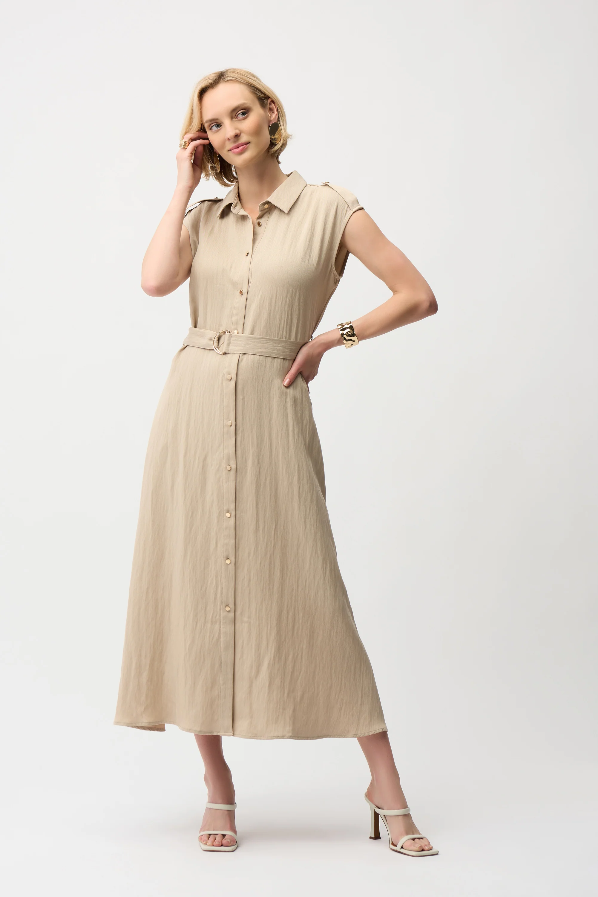 Joseph Ribkoff Textured Woven Shirt Dress with Sash Style 261935 - Image 2