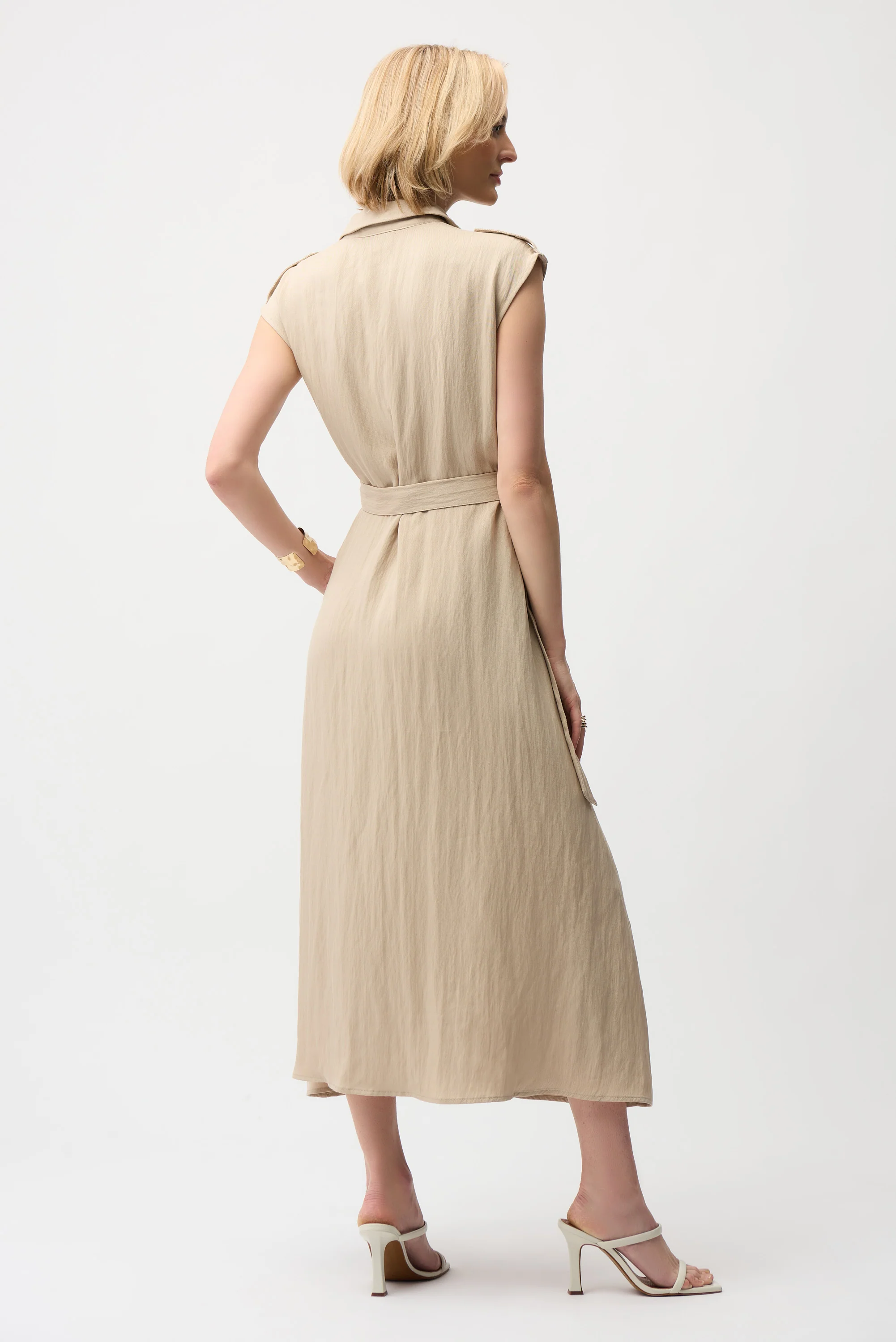Joseph Ribkoff Textured Woven Shirt Dress with Sash Style 261935 - Image 4