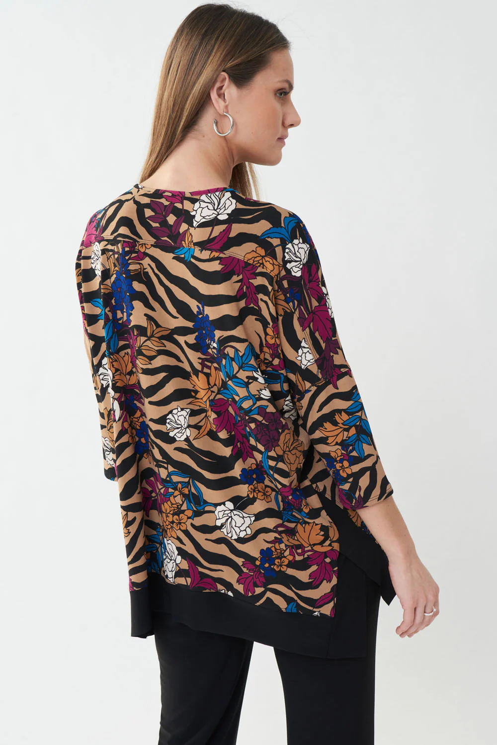 Joseph Ribkoff Tiger Eye/Multi Mixed Print Top Style 223101 - Image 4