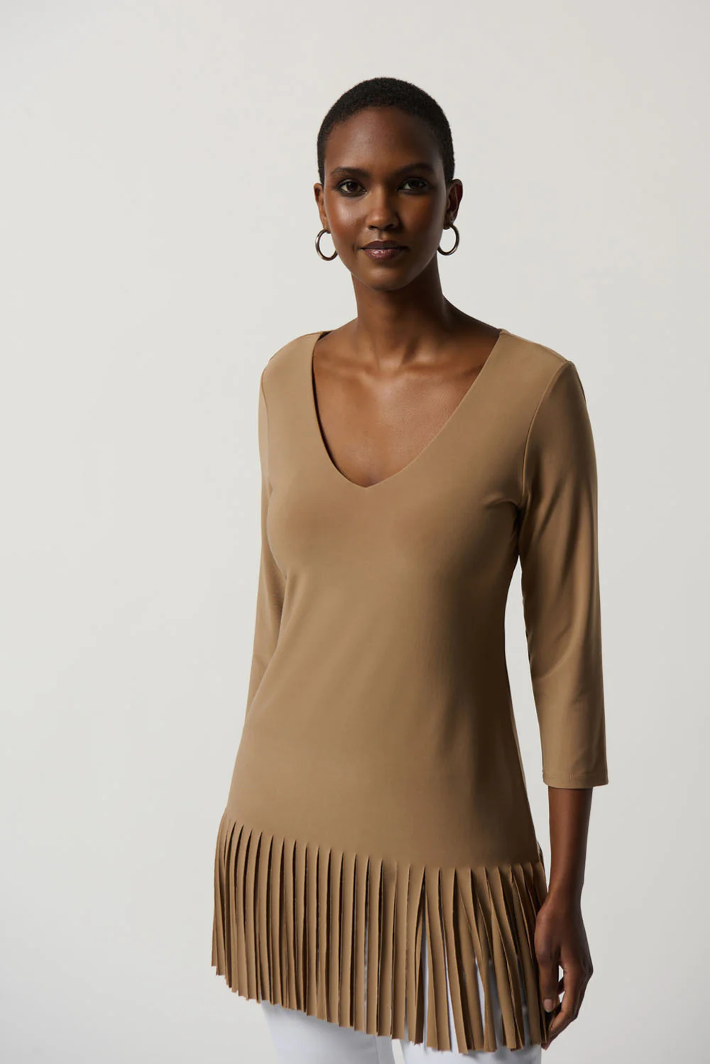 Joseph Ribkoff Tiger's Eye Fringed Hem Tunic Style 231232