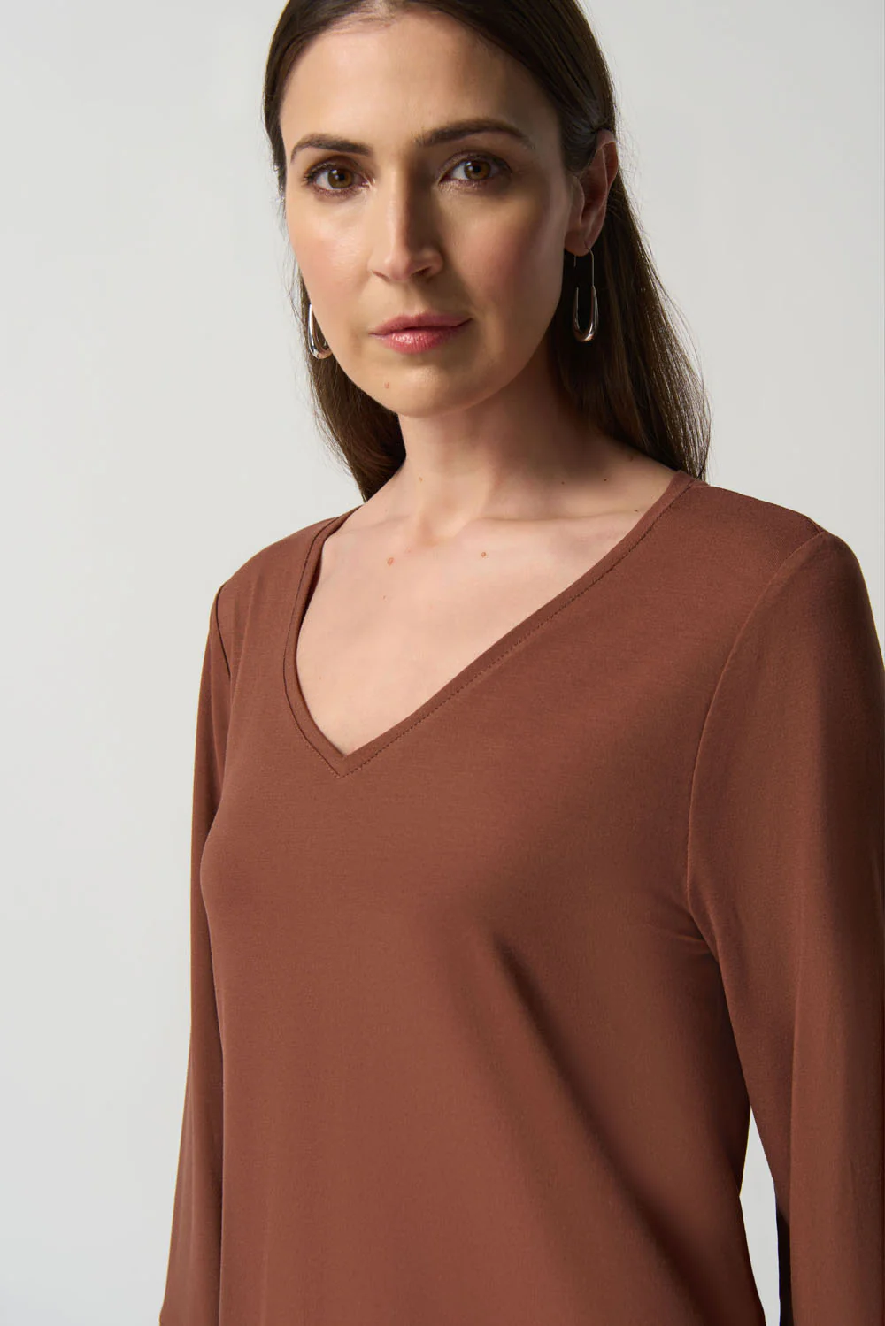 Joseph Ribkoff Toffee Boxy Jersey Top Style 233049 - Image 2