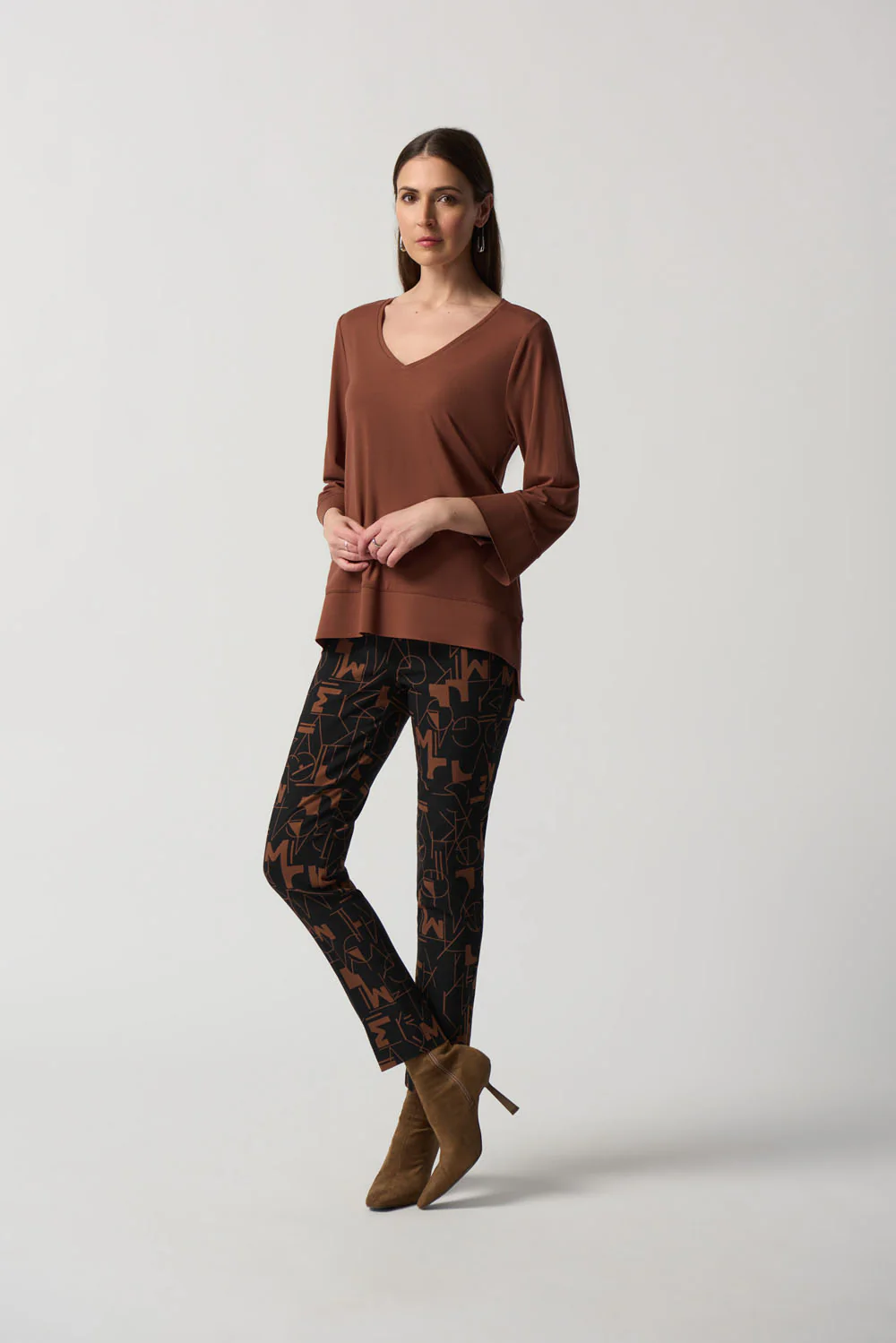 Joseph Ribkoff Toffee Boxy Jersey Top Style 233049 - Image 4
