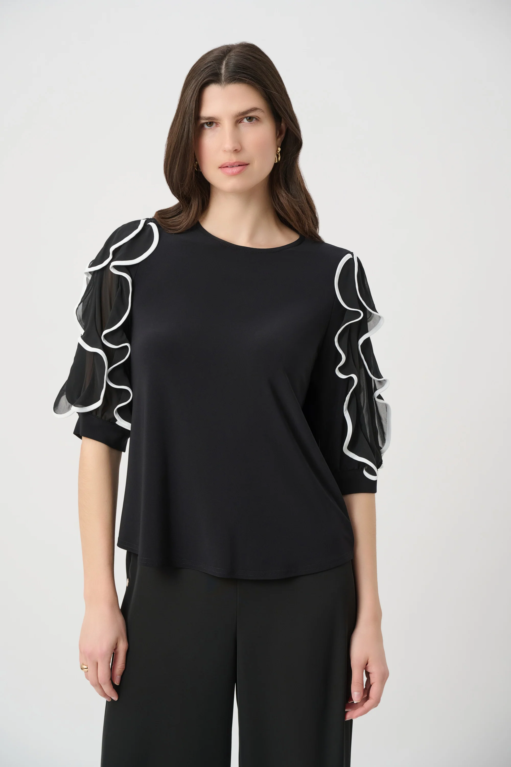 Joseph Ribkoff Top with Chiffon Ruffled Sleeves Style 261009 - Image 5