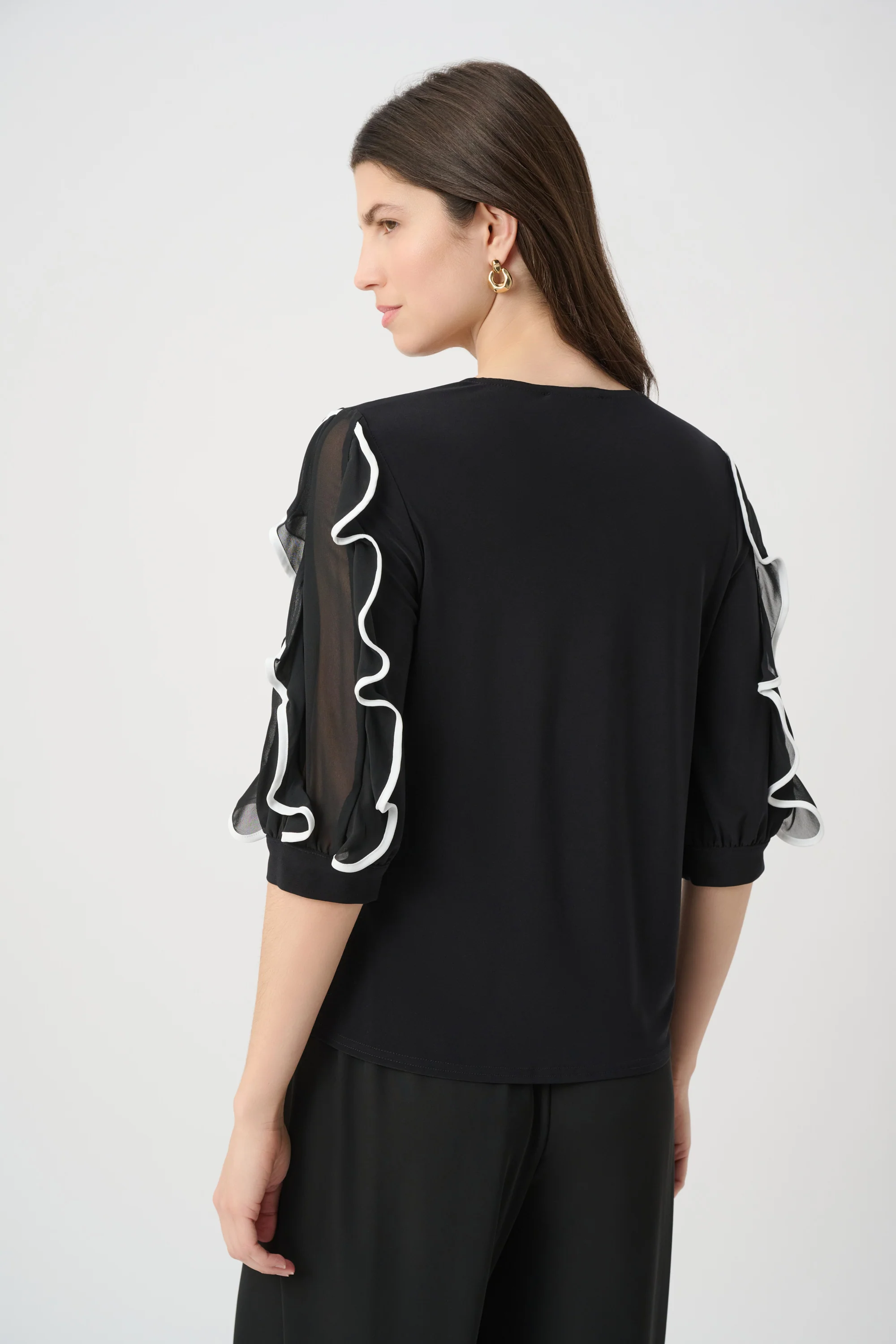 Joseph Ribkoff Top with Chiffon Ruffled Sleeves Style 261009 - Image 6