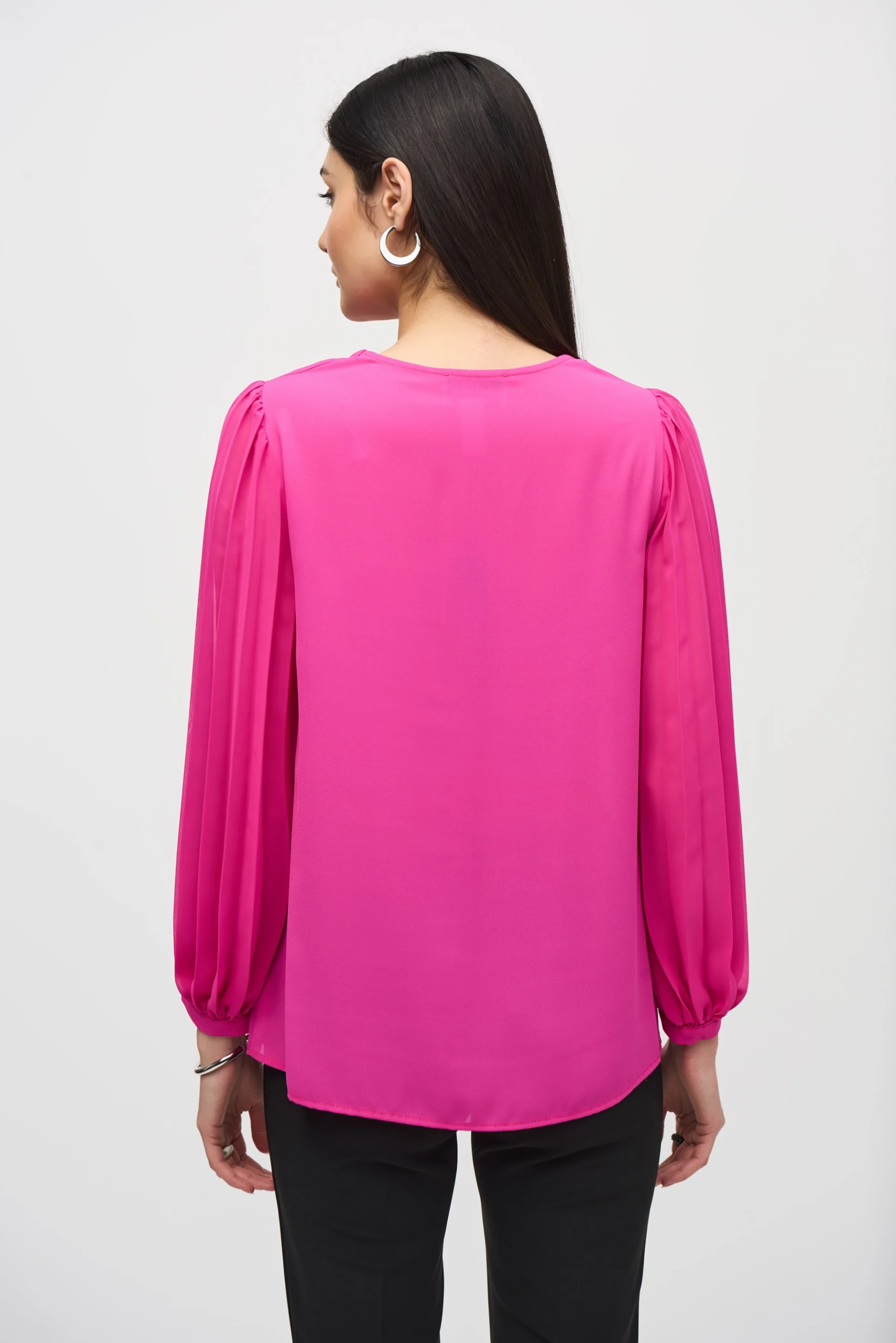 Joseph Ribkoff Top with Pleated Chiffon Sleeves Style 241173 - Image 3