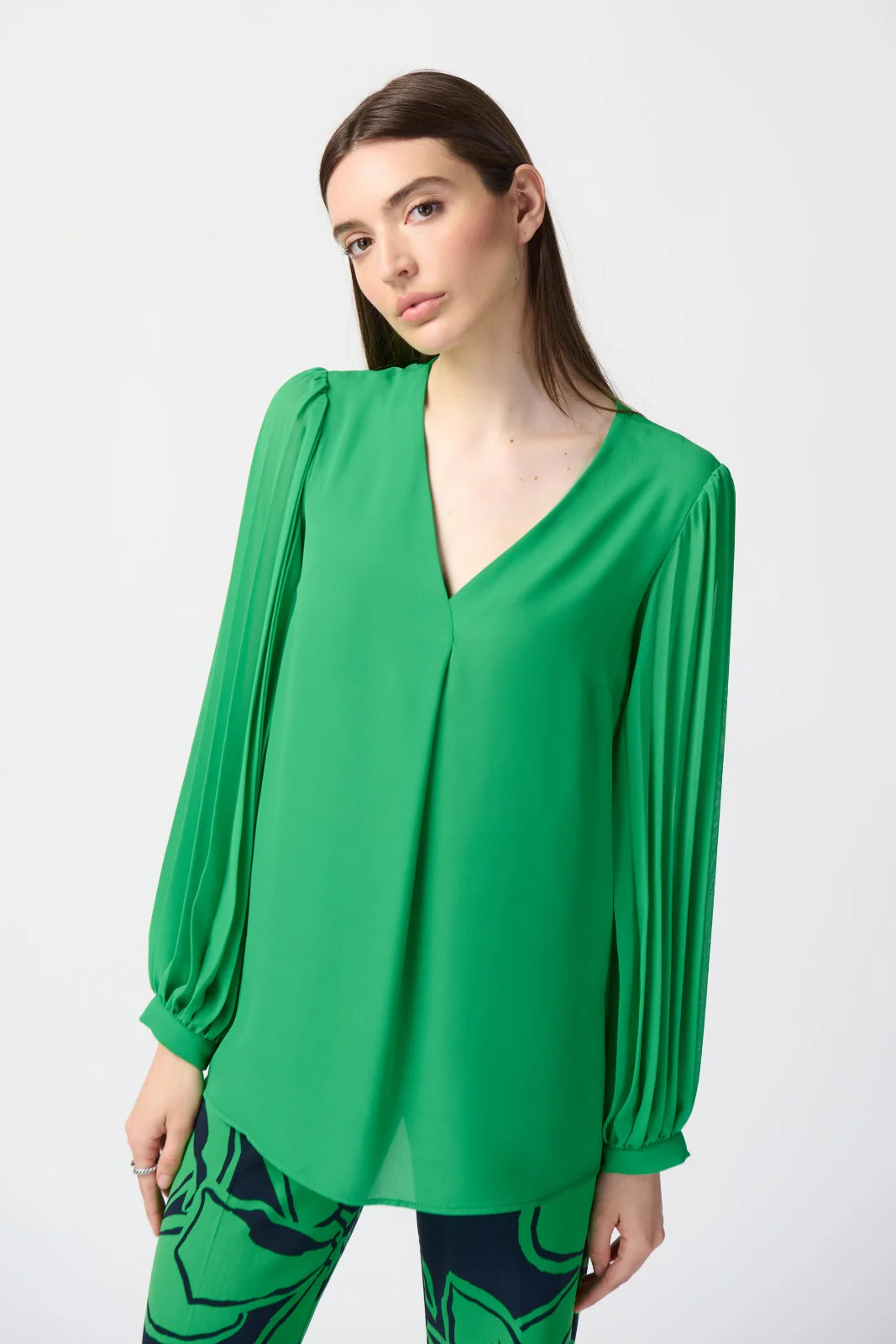 Joseph Ribkoff Top with Pleated Chiffon Sleeves Style 241173 - Image 5