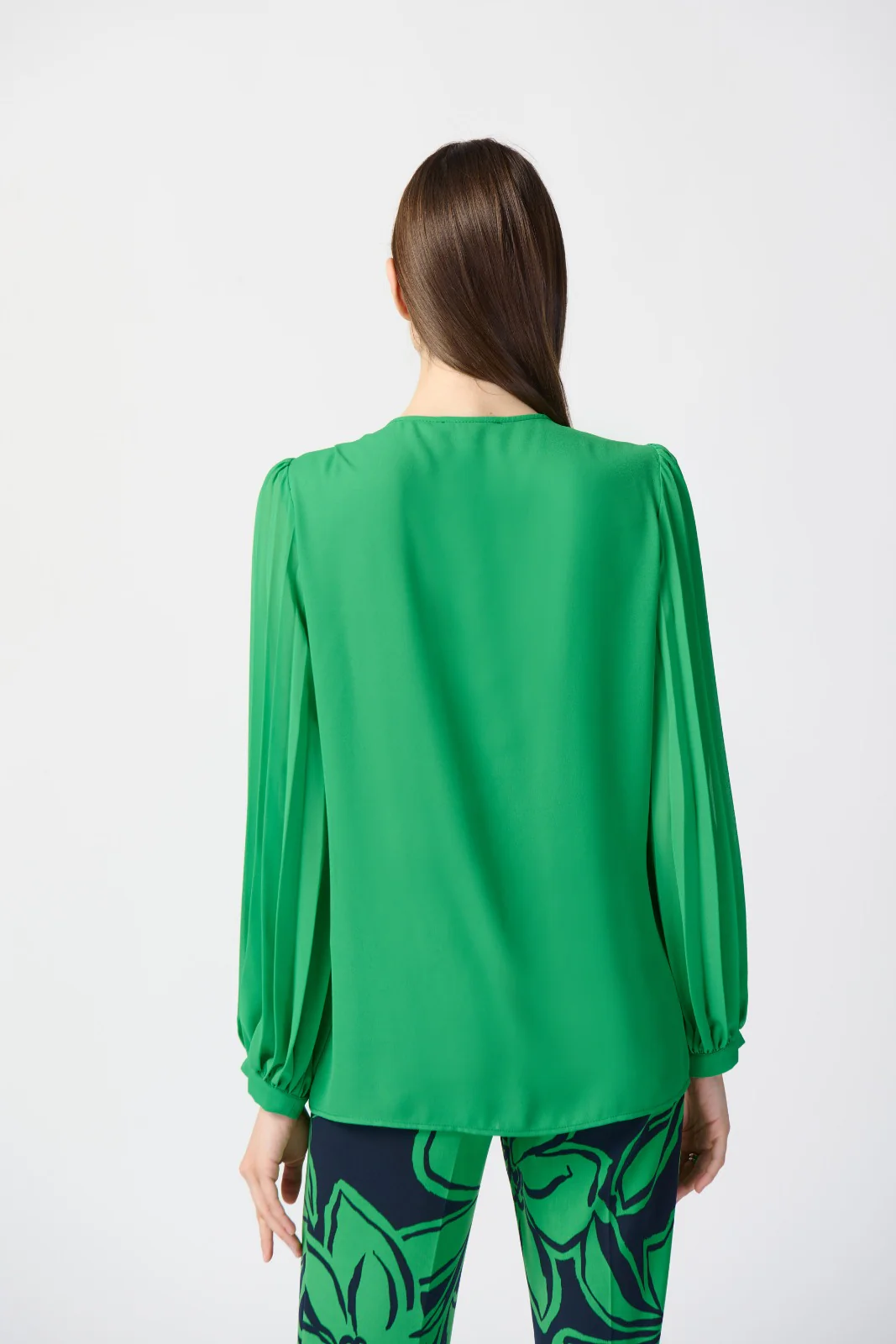 Joseph Ribkoff Top with Pleated Chiffon Sleeves Style 241173 - Image 7