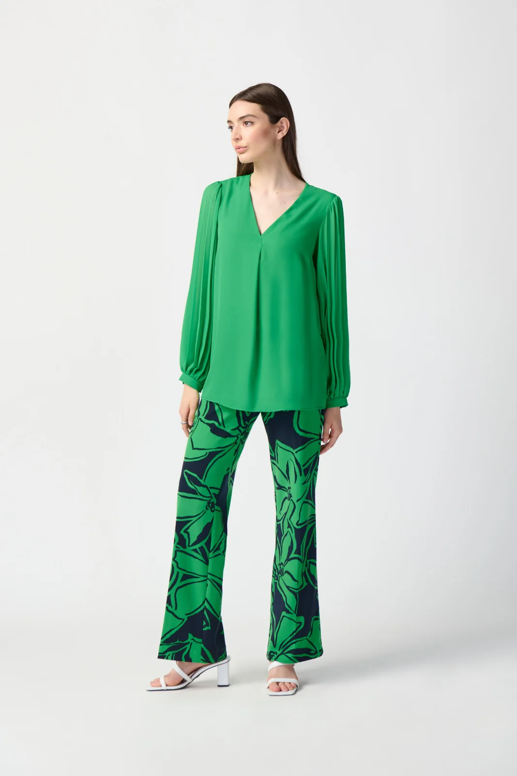 Joseph Ribkoff Top with Pleated Chiffon Sleeves Style 241173 - Image 8