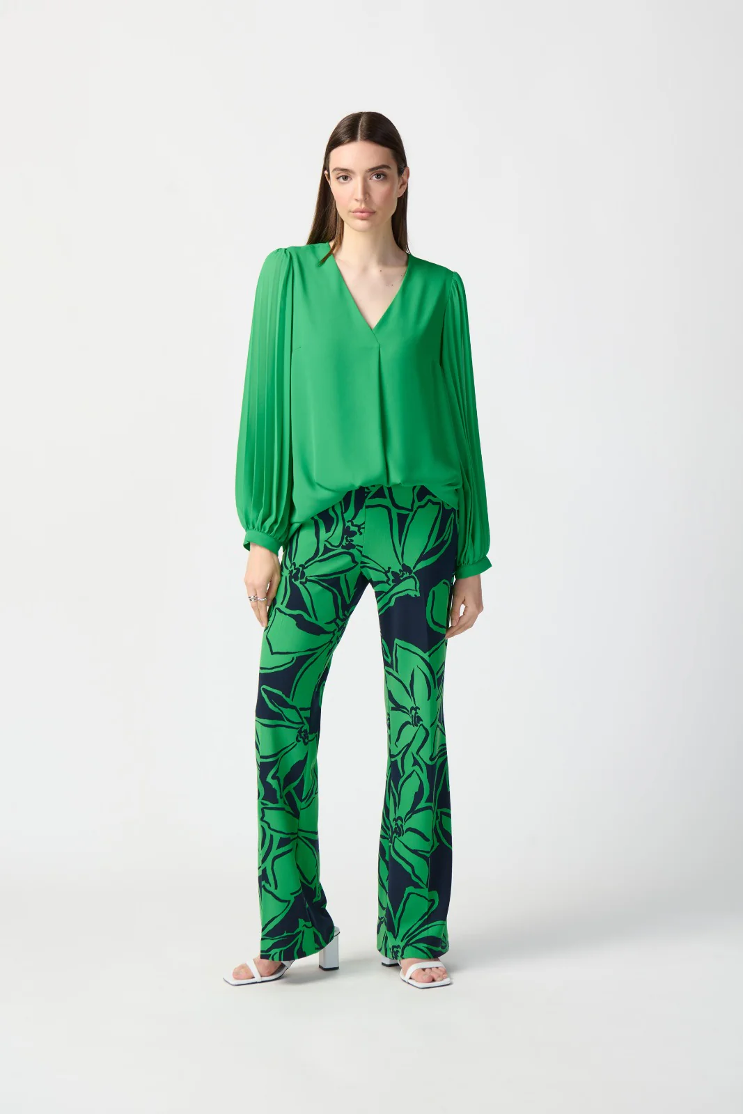 Joseph Ribkoff Top with Pleated Chiffon Sleeves Style 241173 - Image 9
