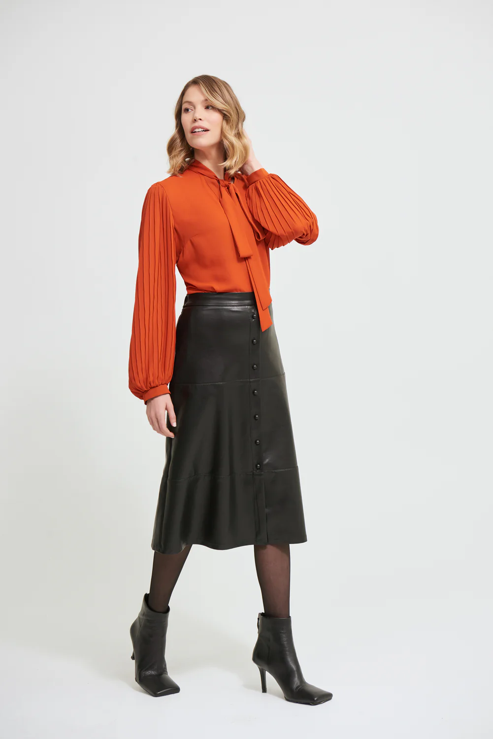 Joseph Ribkoff Topaz Neck-Tie Georgette Blouse Style 213332 - Image 3