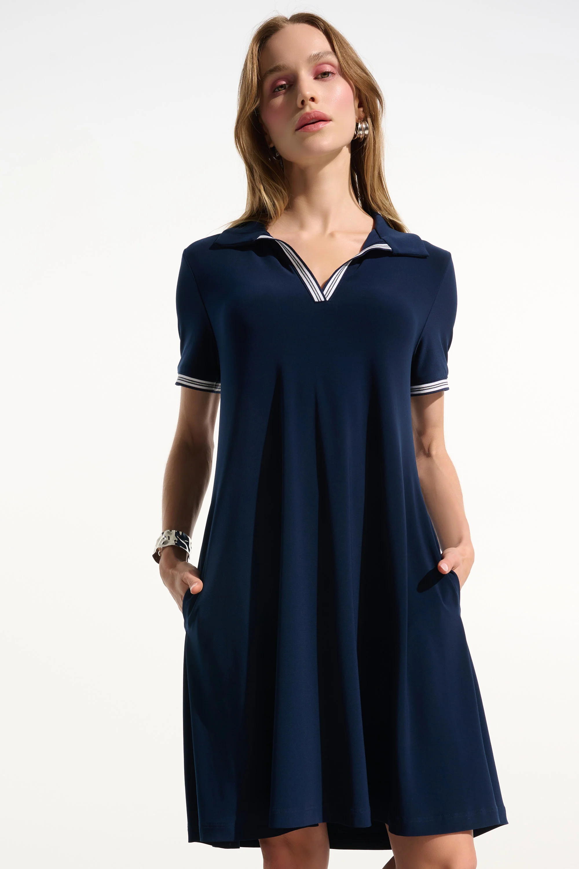 Joseph Ribkoff Trapeze Dress With Polo Collar Style 261614 - Image 4