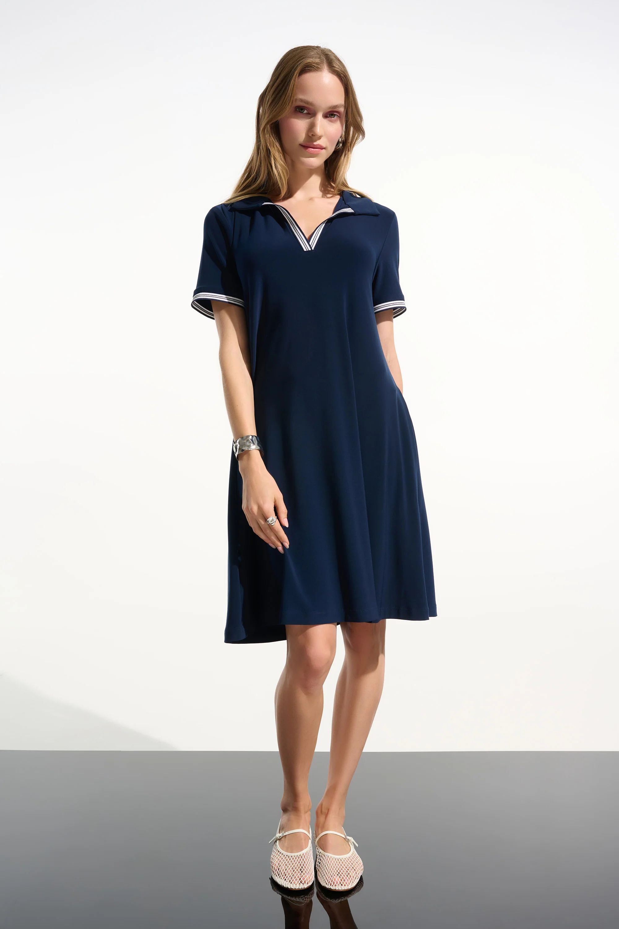 Joseph Ribkoff Trapeze Dress With Polo Collar Style 261614 - Image 5