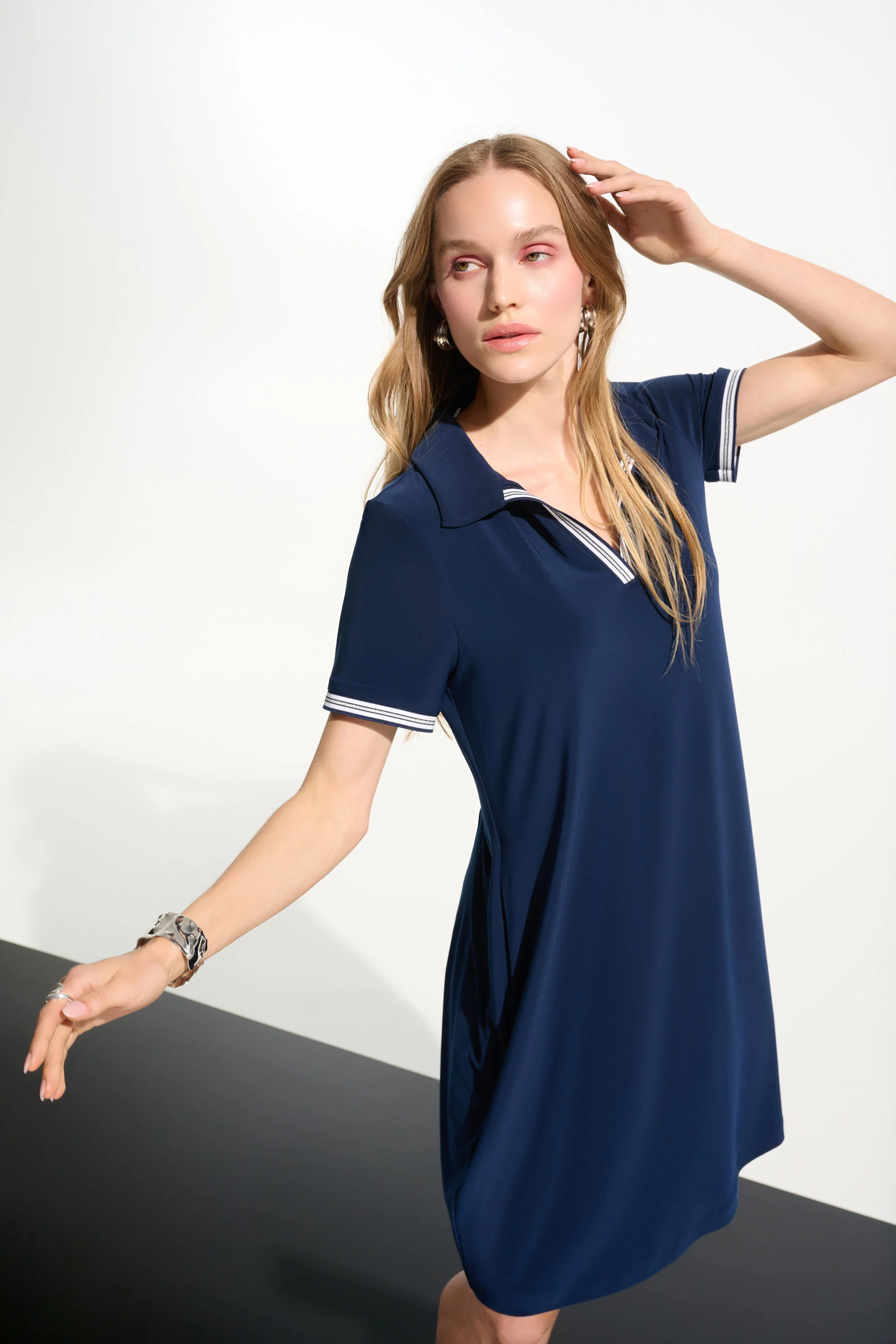 Joseph Ribkoff Trapeze Dress With Polo Collar Style 261614 - Image 7