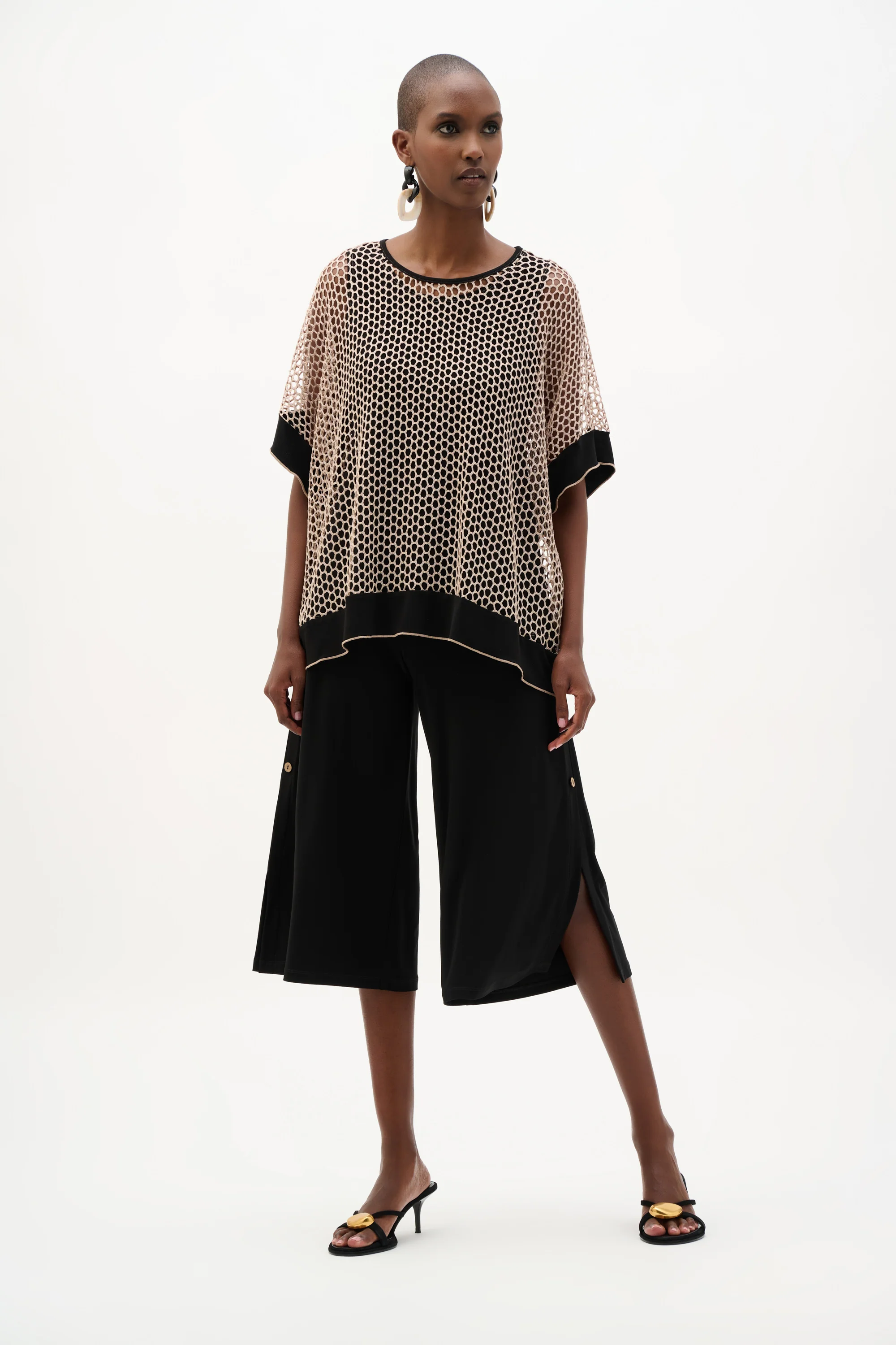 Joseph Ribkoff Trapeze Top With Contrast Cuffs Style 262160 - Image 3