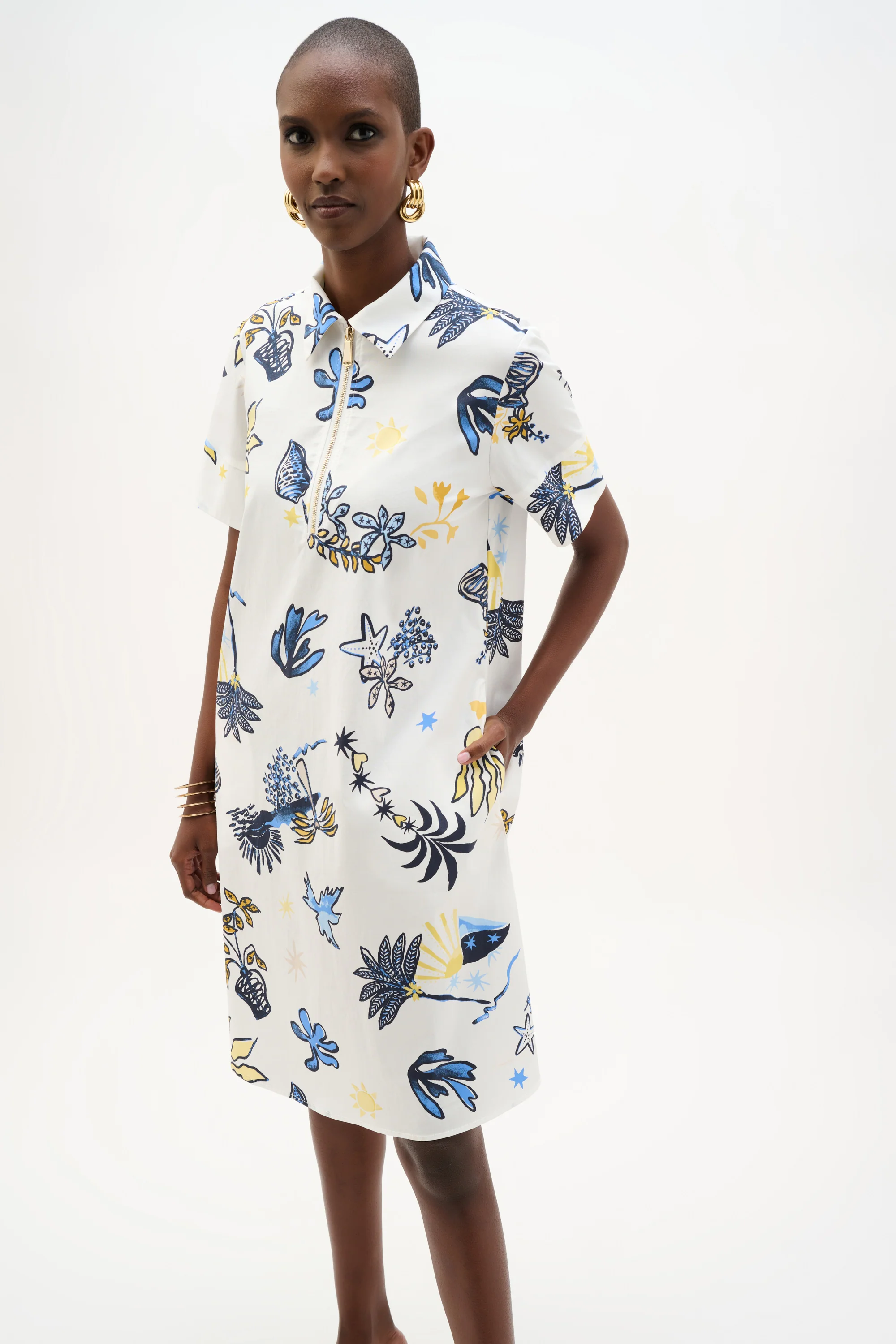 Joseph Ribkoff Tropical Print A-Line Dress Style 262139 - Image 2
