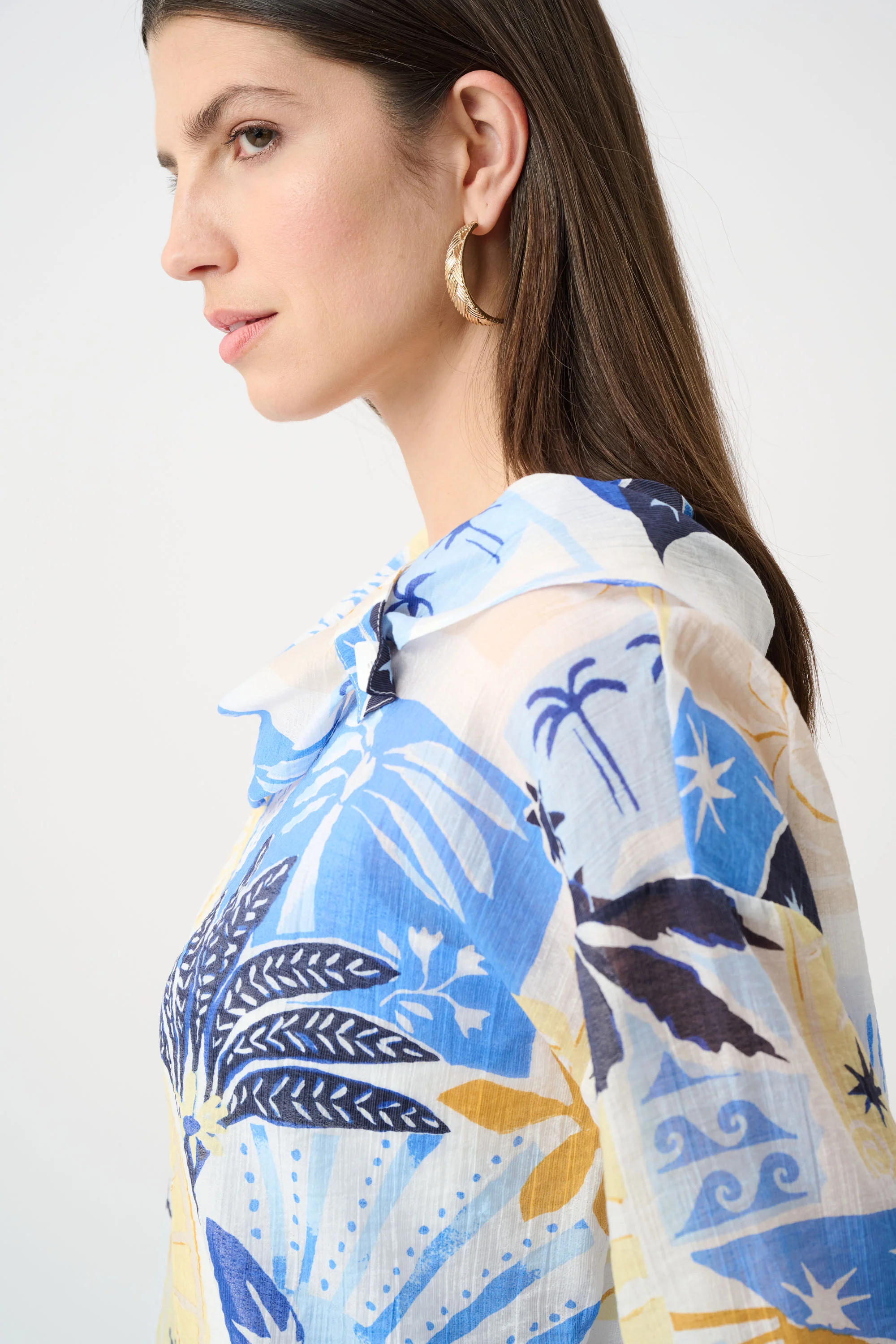 Joseph Ribkoff Tropical Print Boxy Top With Cowl Neck Style 262151 - Image 3