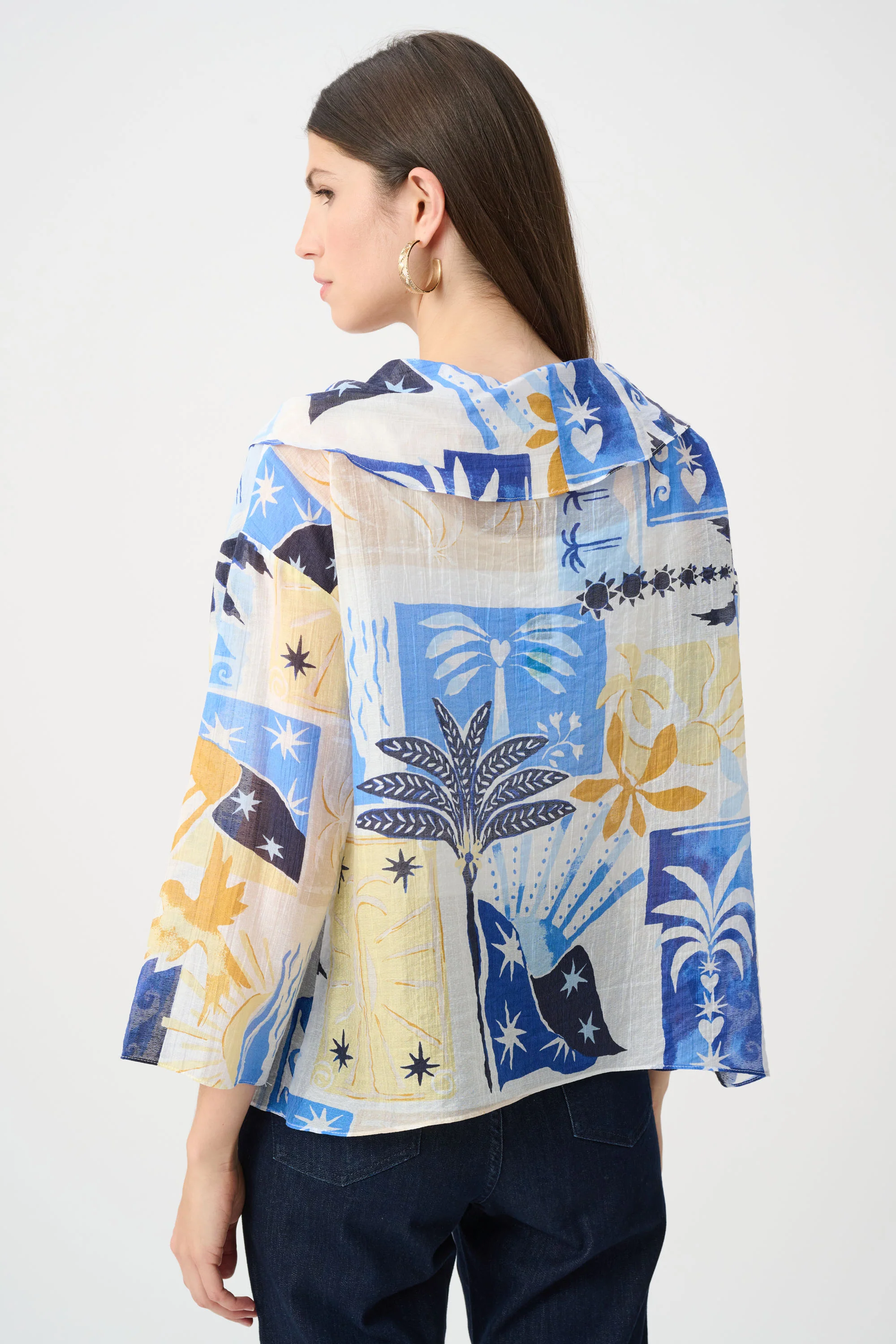 Joseph Ribkoff Tropical Print Boxy Top With Cowl Neck Style 262151 - Image 4