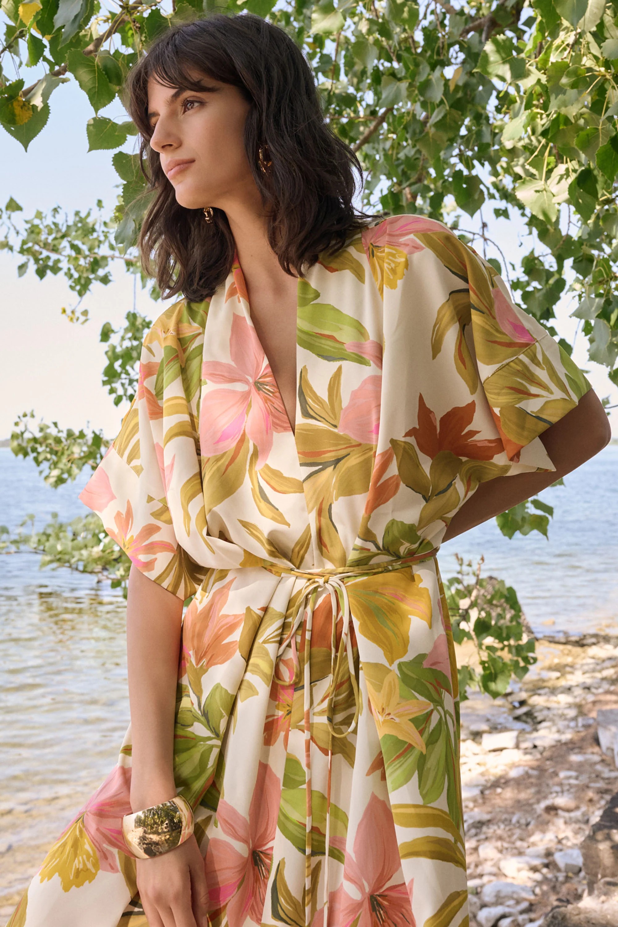 Joseph Ribkoff Tropical Print Fit And Flare Dress Style 262177 - Image 2