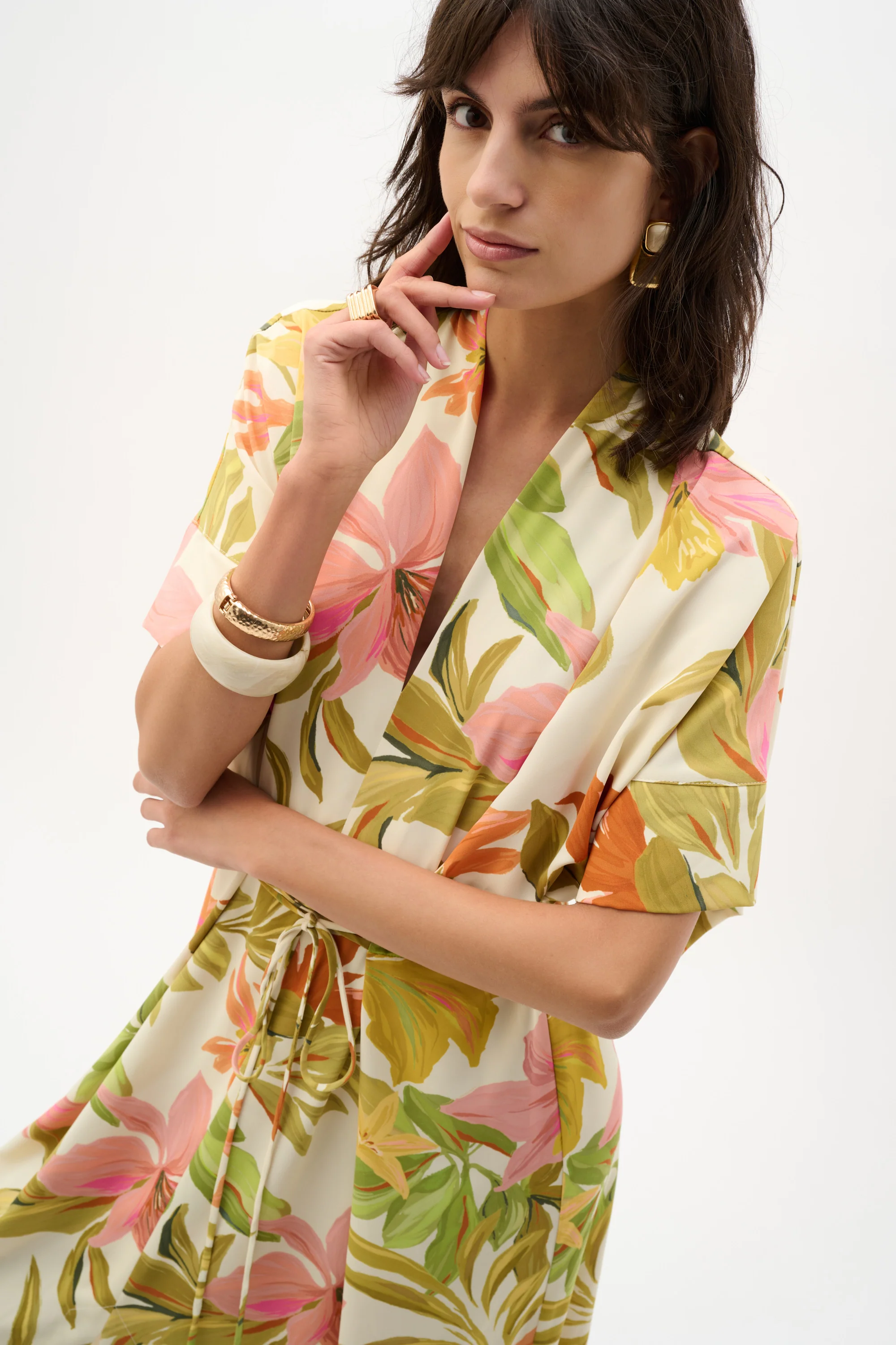 Joseph Ribkoff Tropical Print Fit And Flare Dress Style 262177 - Image 6
