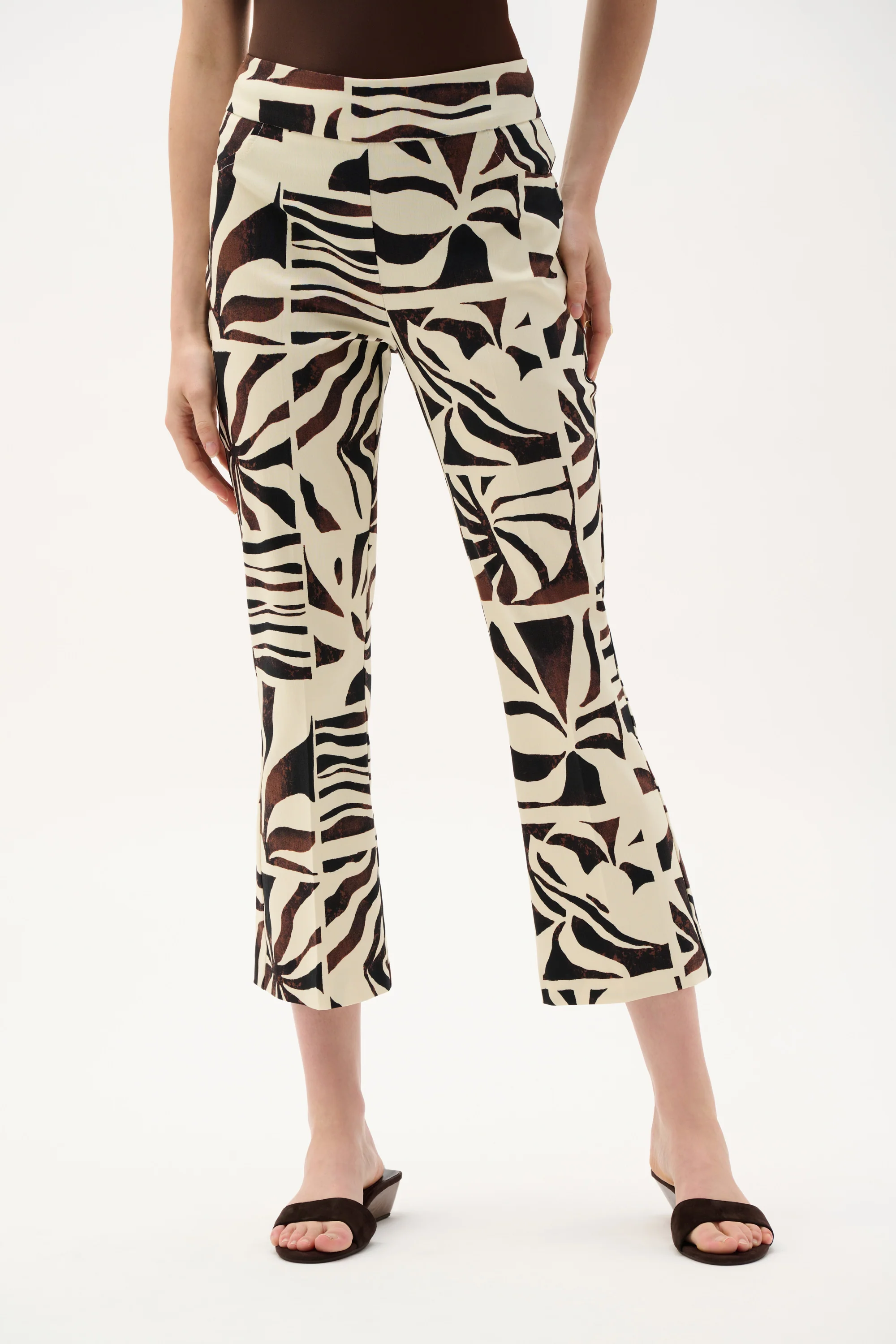 Joseph Ribkoff Tropical Print Flared Pull-On Pants Style 262133