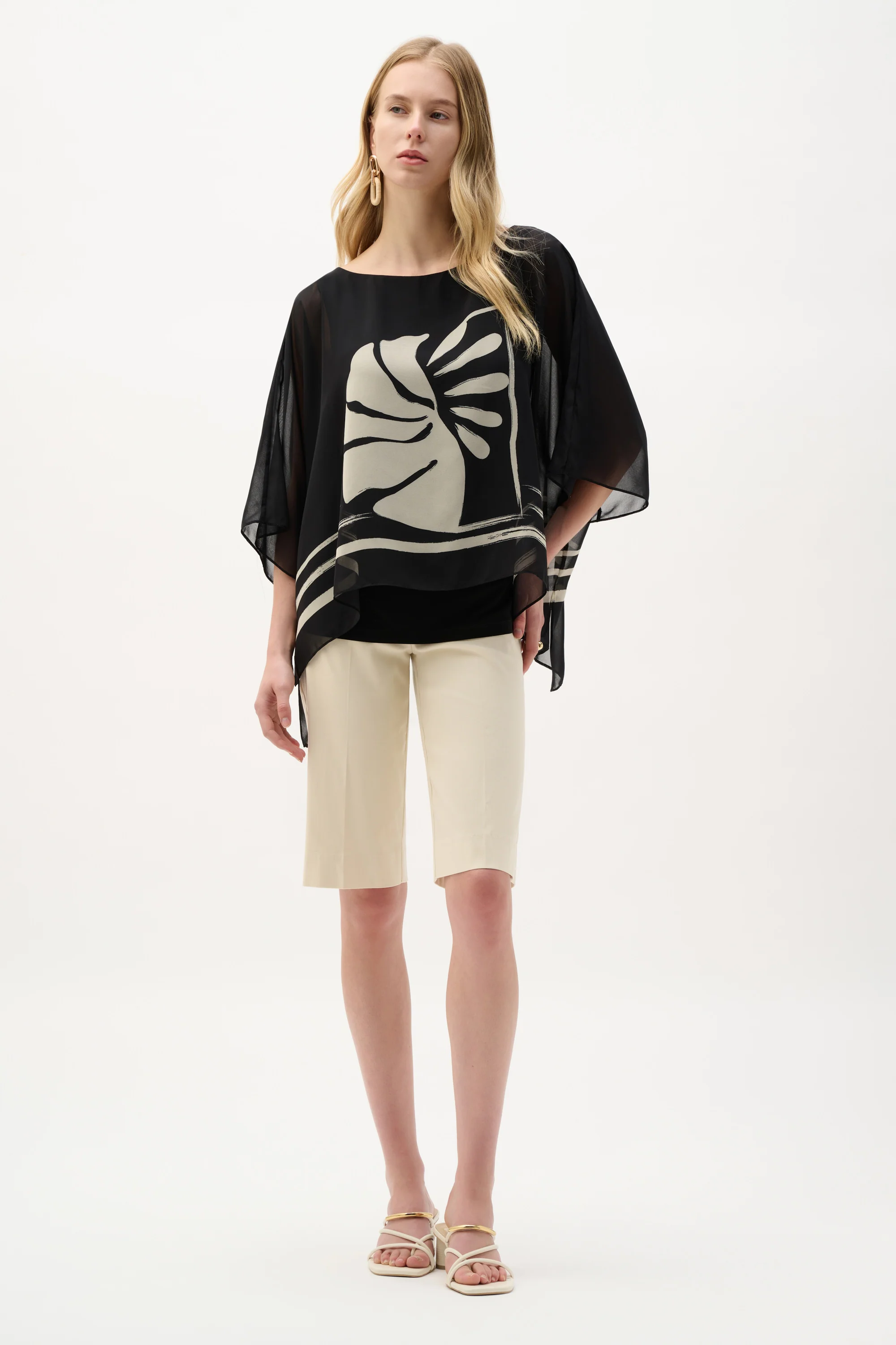Joseph Ribkoff Tropical Print Poncho Top Style 262200 - Image 2
