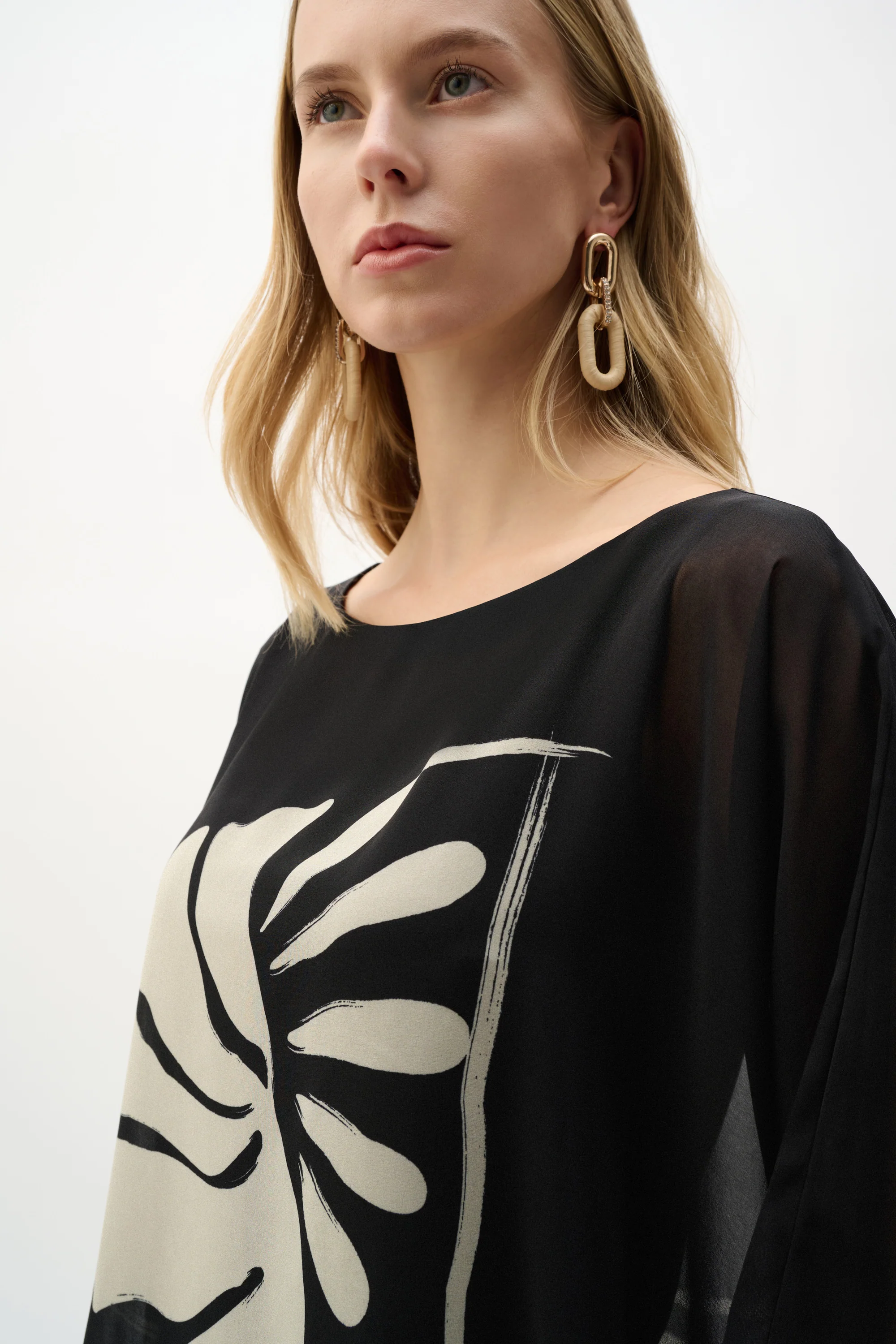 Joseph Ribkoff Tropical Print Poncho Top Style 262200 - Image 4