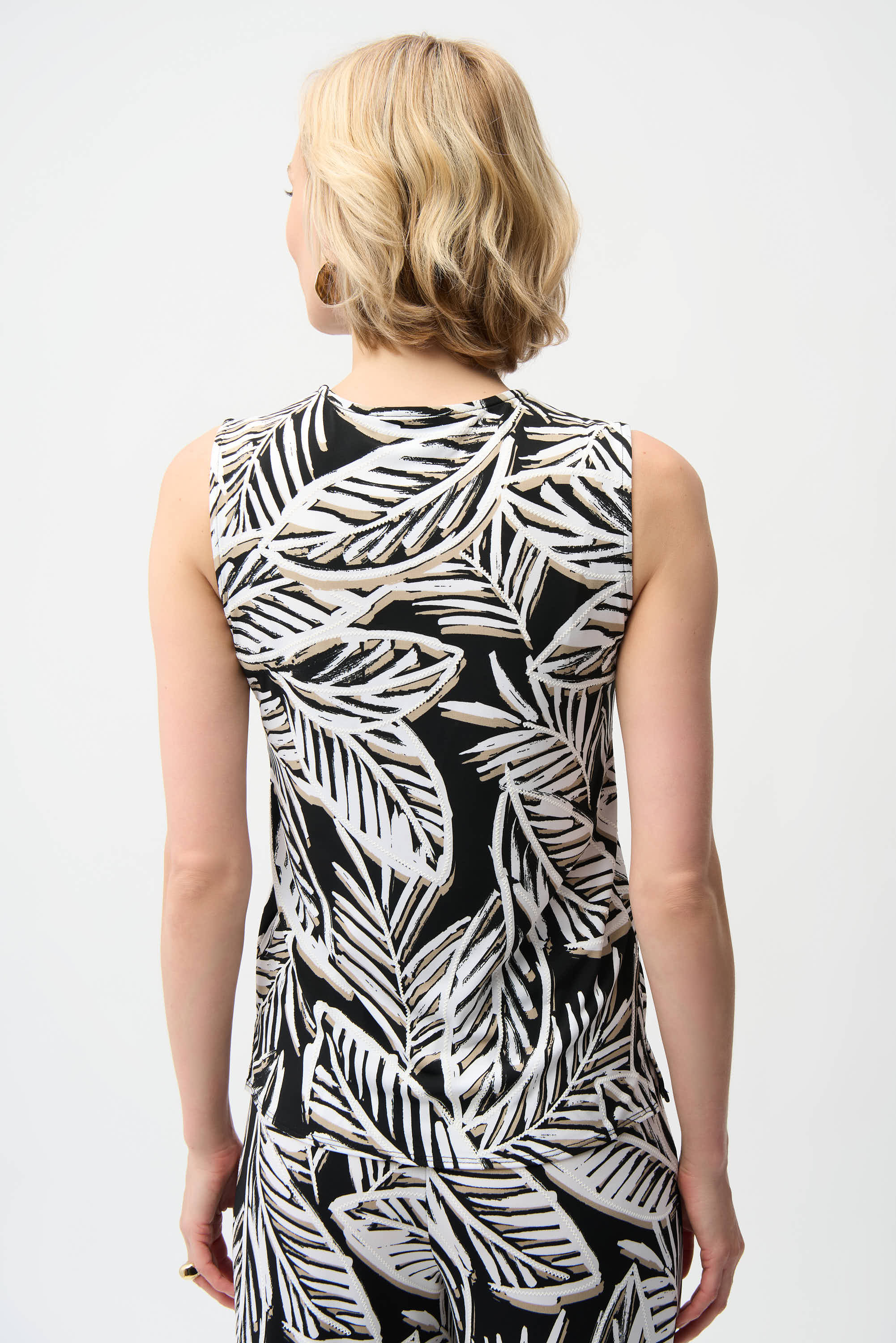 Joseph Ribkoff Tropical Print Sleeveless Trapeze Top Style 261151 - Image 3