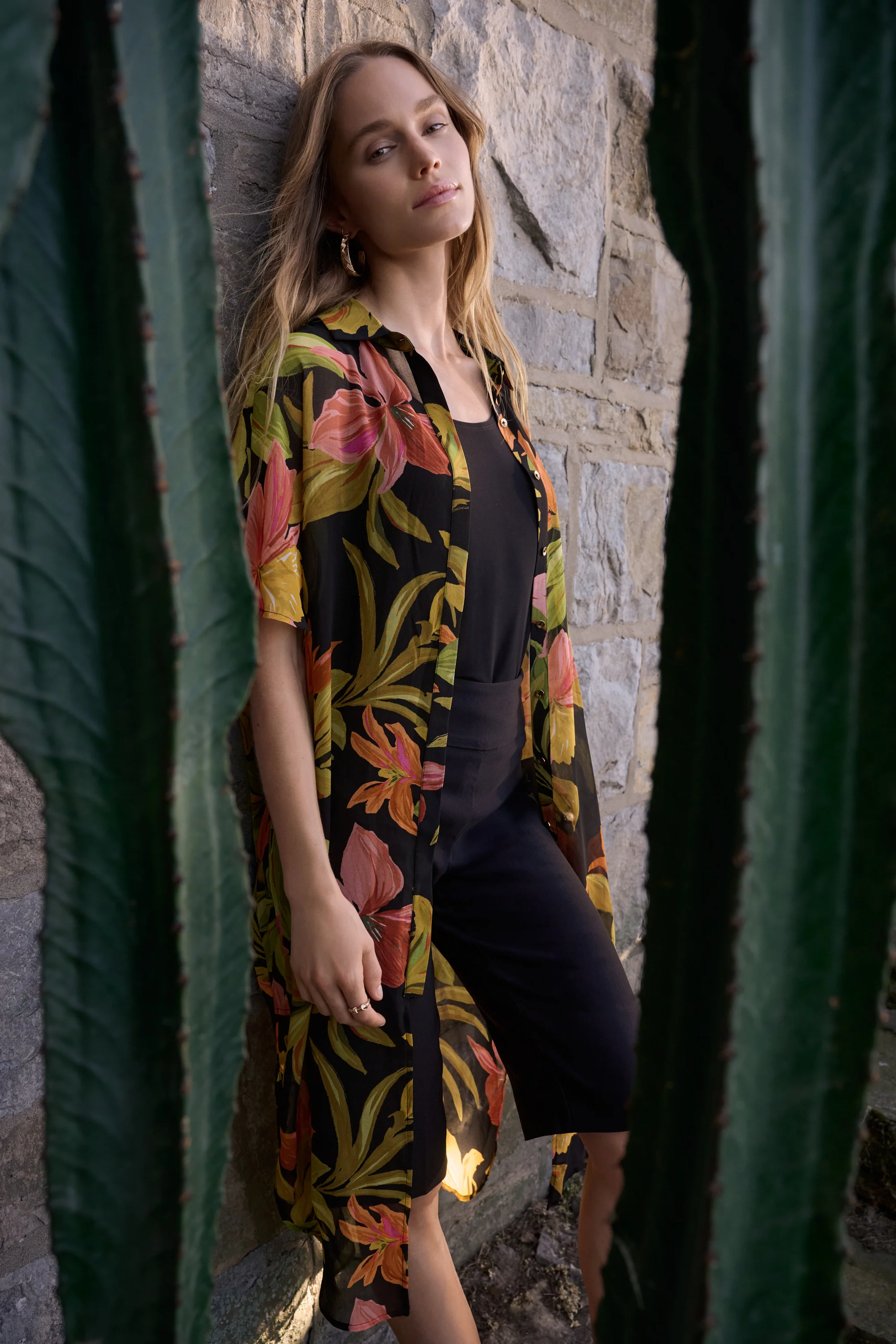Joseph Ribkoff Tropical Print Straight Blouse Style 262949