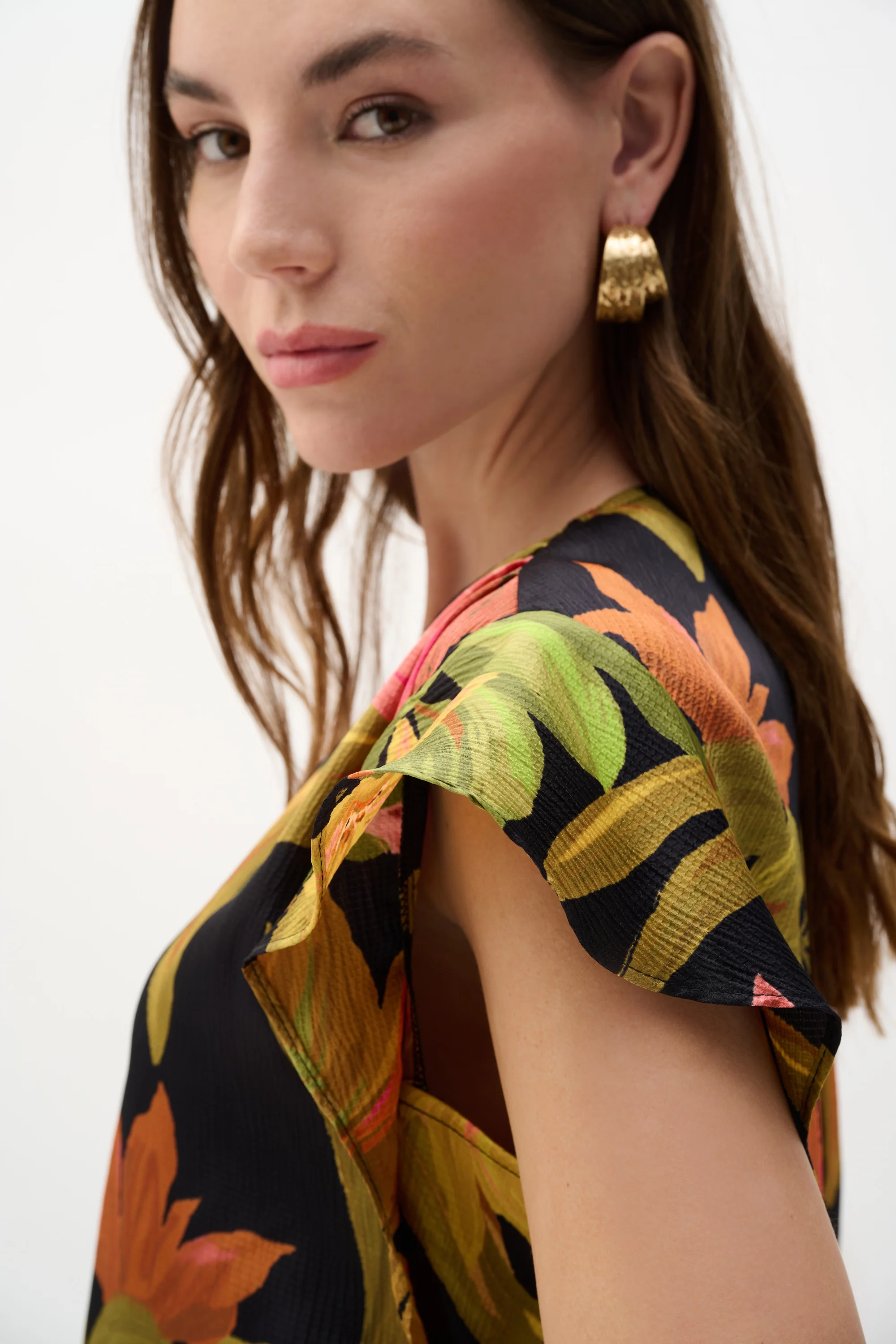 Joseph Ribkoff Tropical Print Top With Butterfly Sleeves Style 262087 - Image 3
