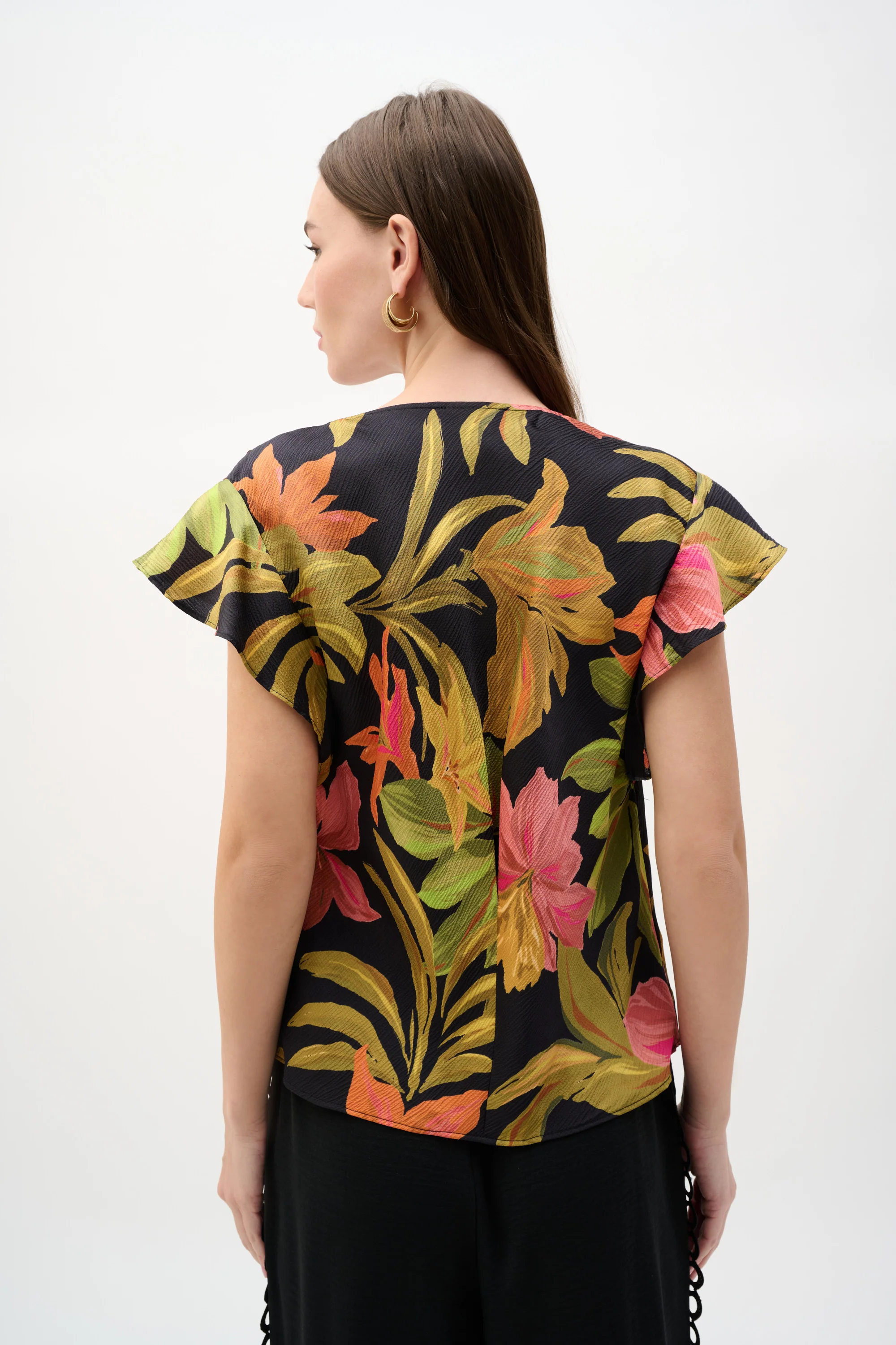 Joseph Ribkoff Tropical Print Top With Butterfly Sleeves Style 262087 - Image 4
