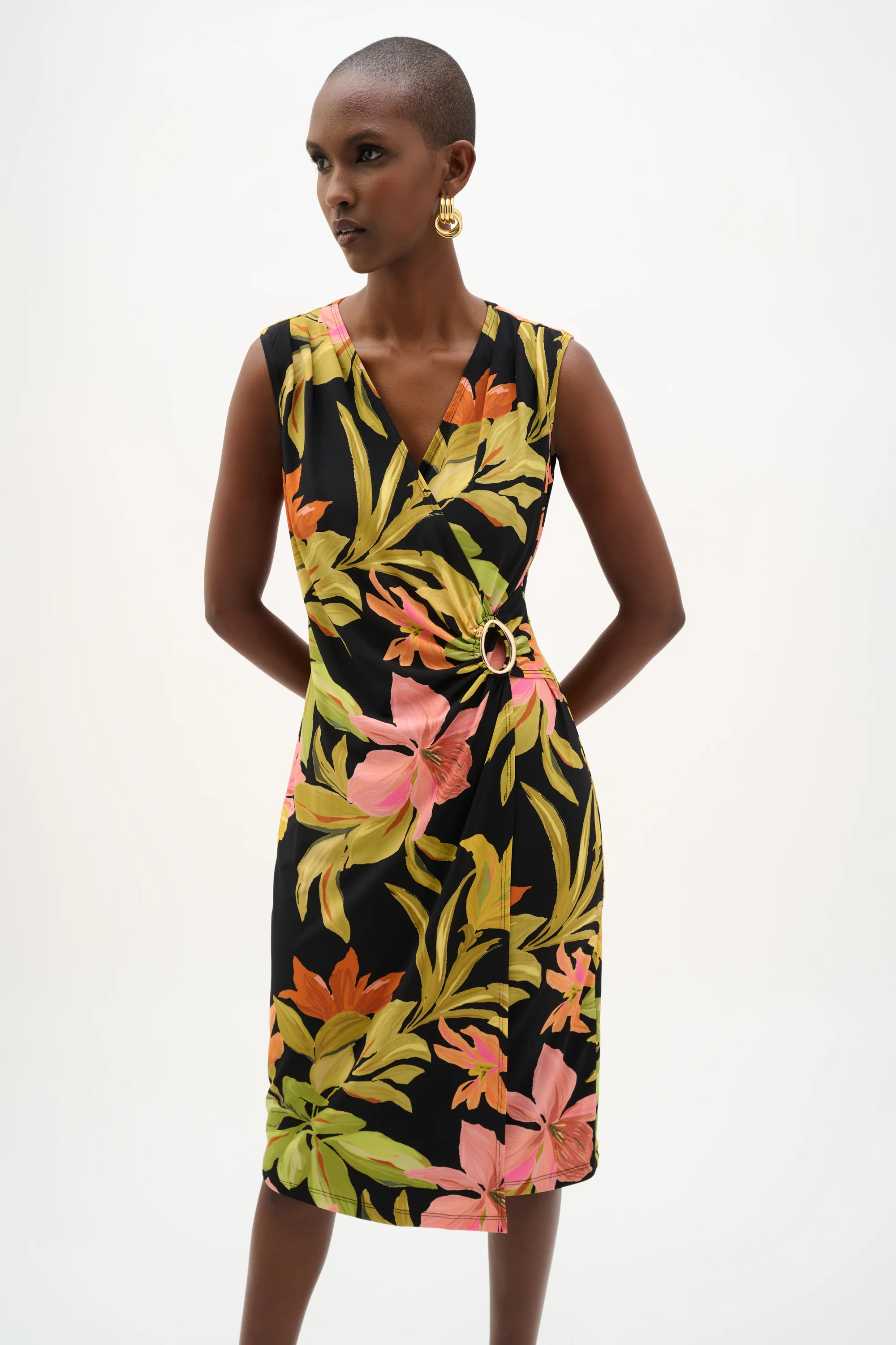 Joseph Ribkoff Tropical Print Wrap Dress Style 262108 - Image 2