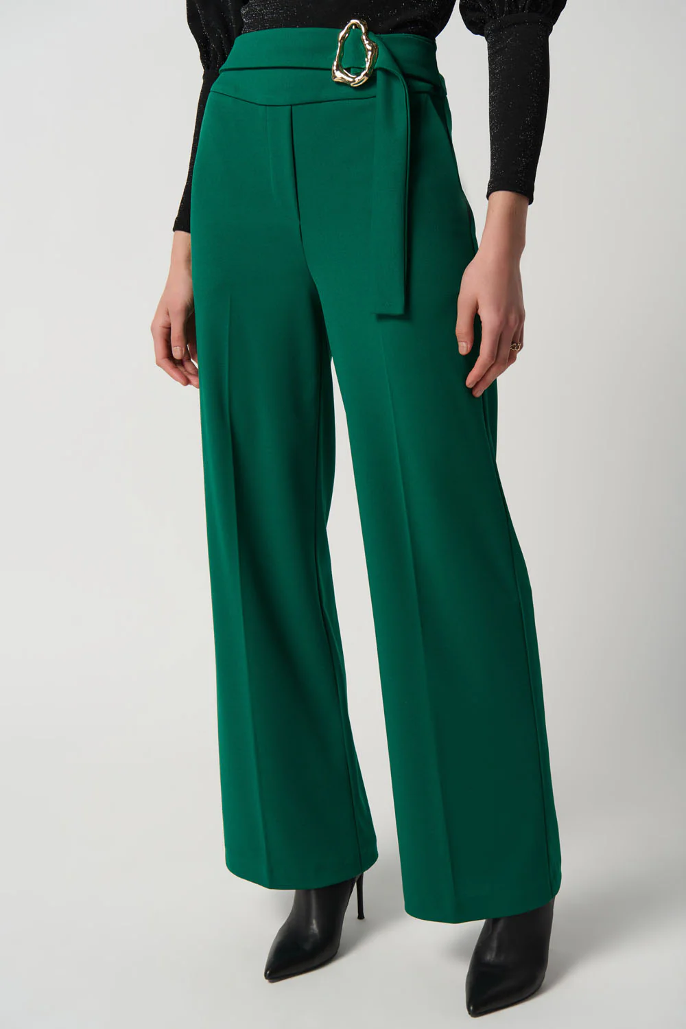 Joseph Ribkoff True Emerald Scuba Crepe Wide-Leg Pants Style 234053