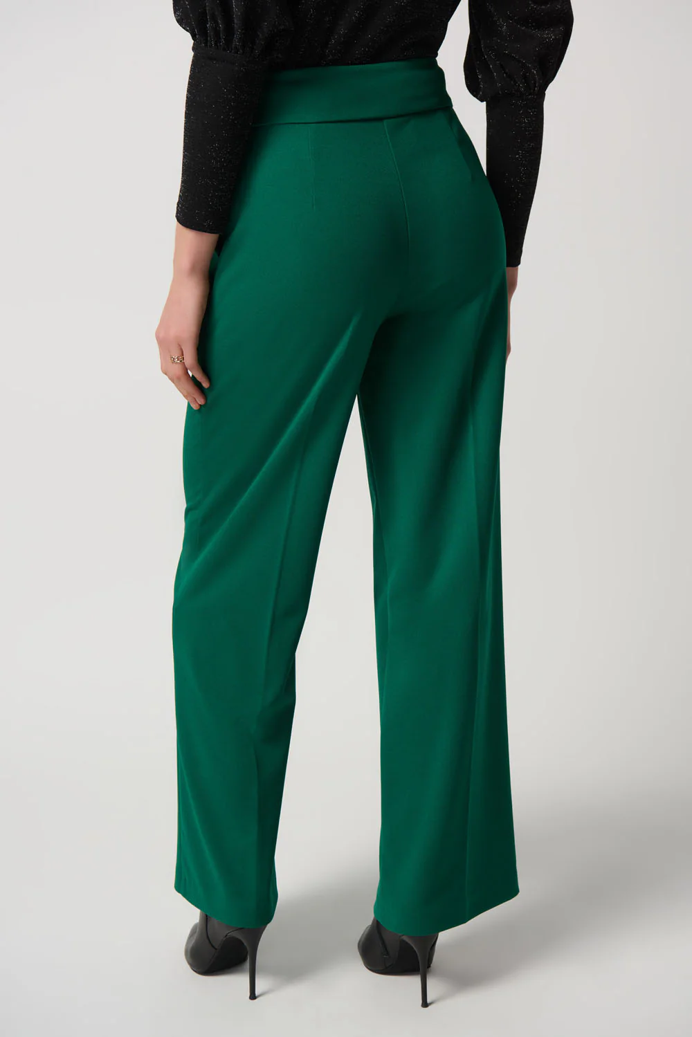 Joseph Ribkoff True Emerald Scuba Crepe Wide-Leg Pants Style 234053 - Image 2