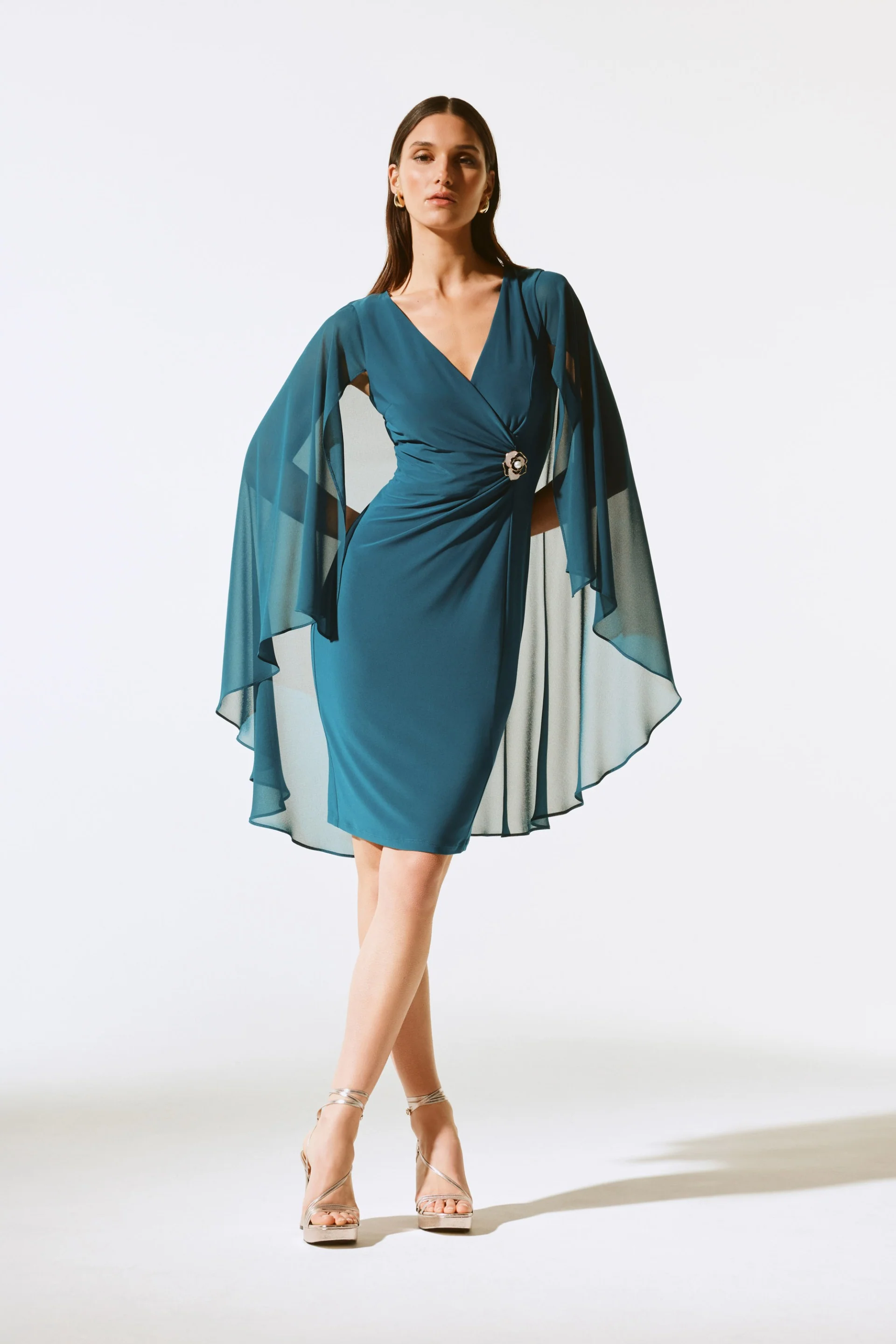 Joseph Ribkoff Twilight Sheath Dress With Chiffon Cape Style 243701 - Image 2