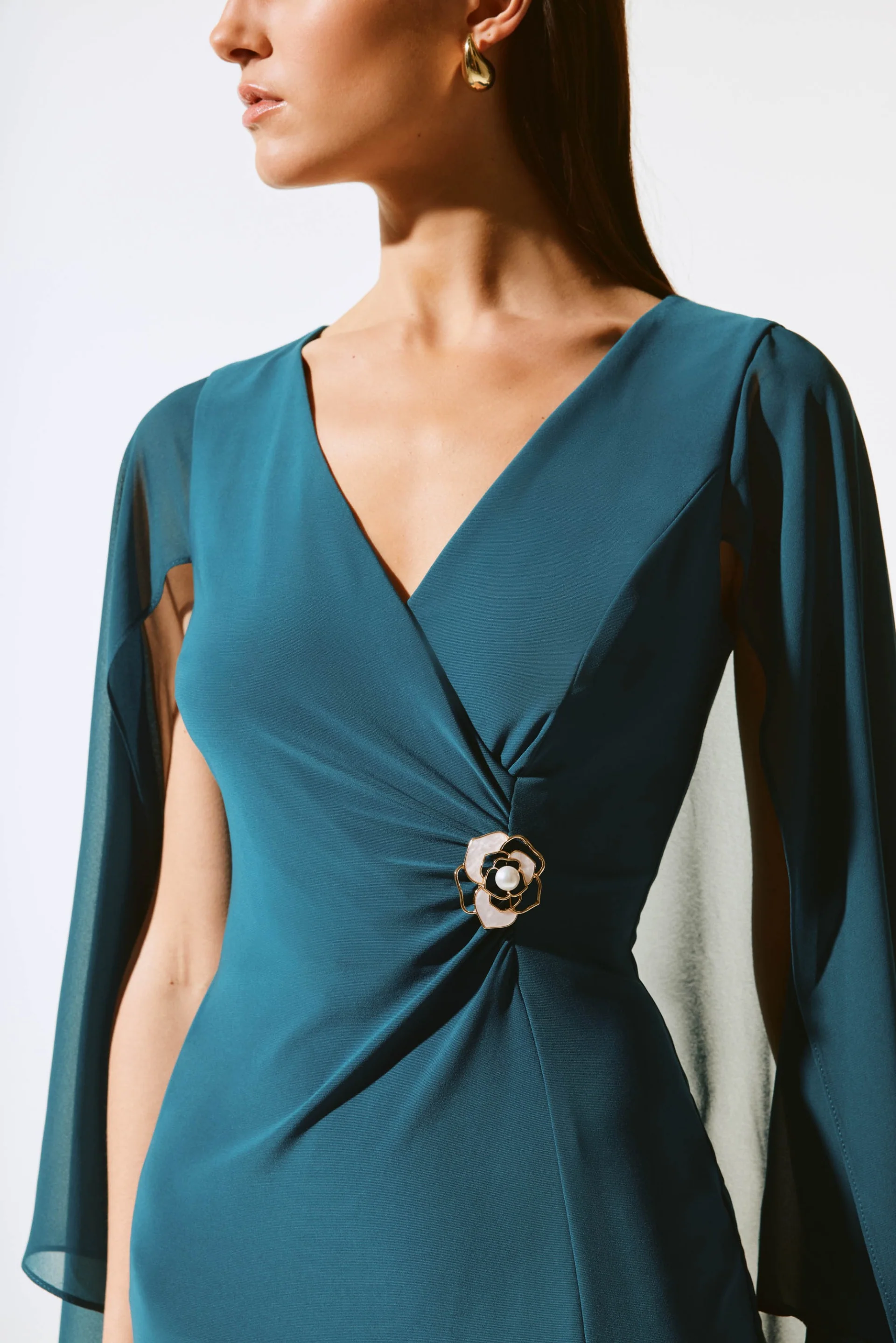 Joseph Ribkoff Twilight Sheath Dress With Chiffon Cape Style 243701 - Image 3