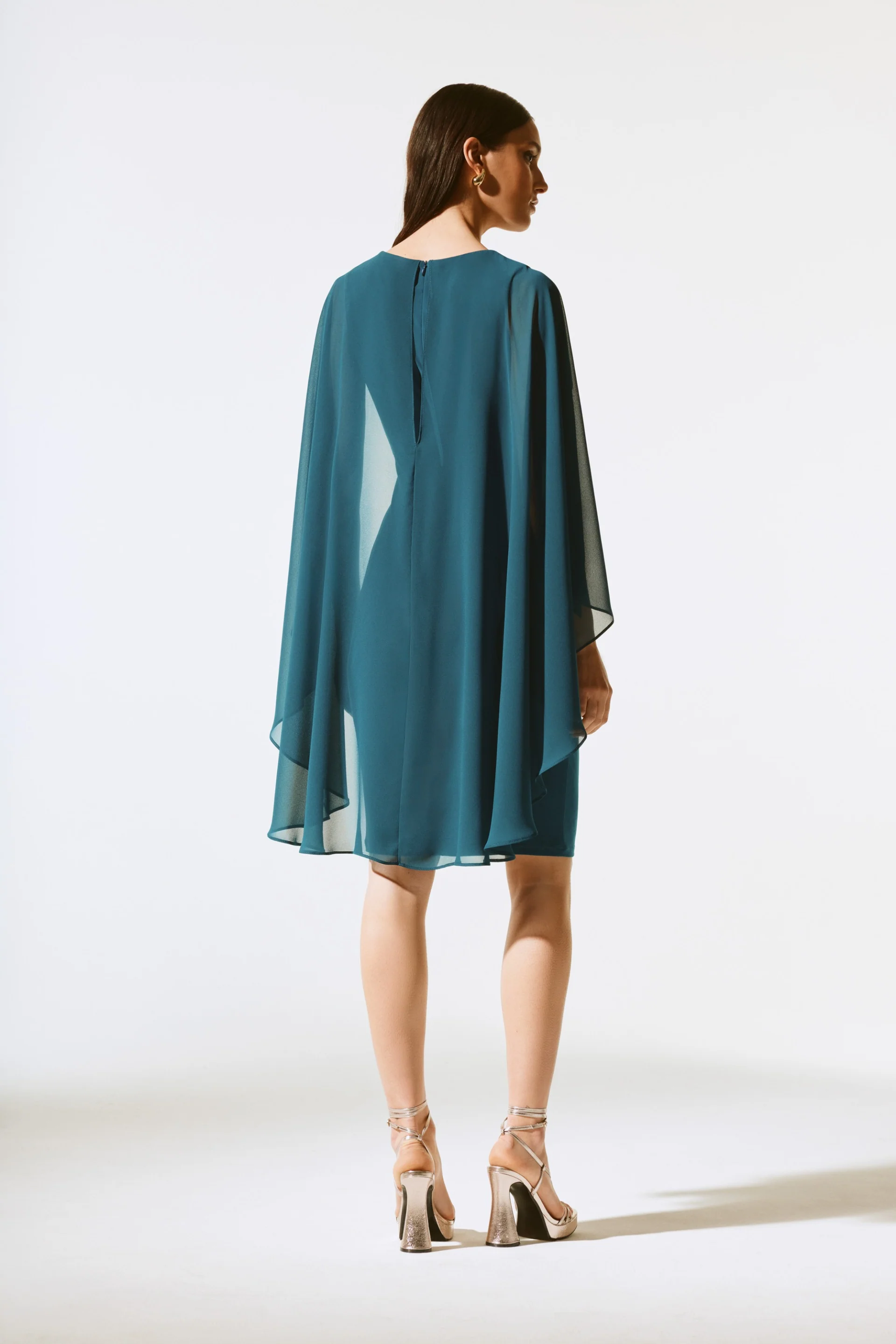 Joseph Ribkoff Twilight Sheath Dress With Chiffon Cape Style 243701 - Image 4
