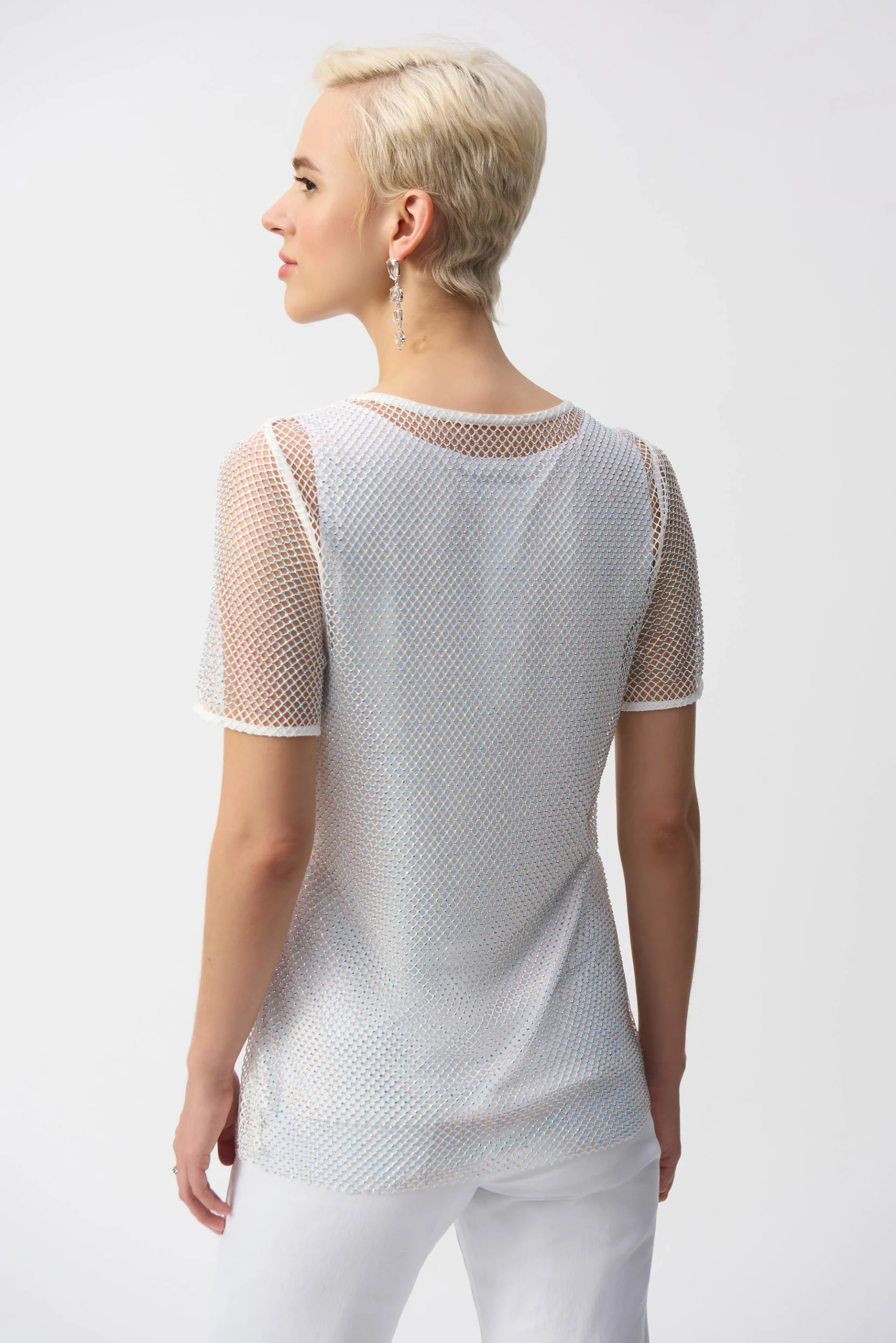 Joseph Ribkoff Two-Piece Rhinestone Mesh Top And Camisole Style 251951 - Image 2