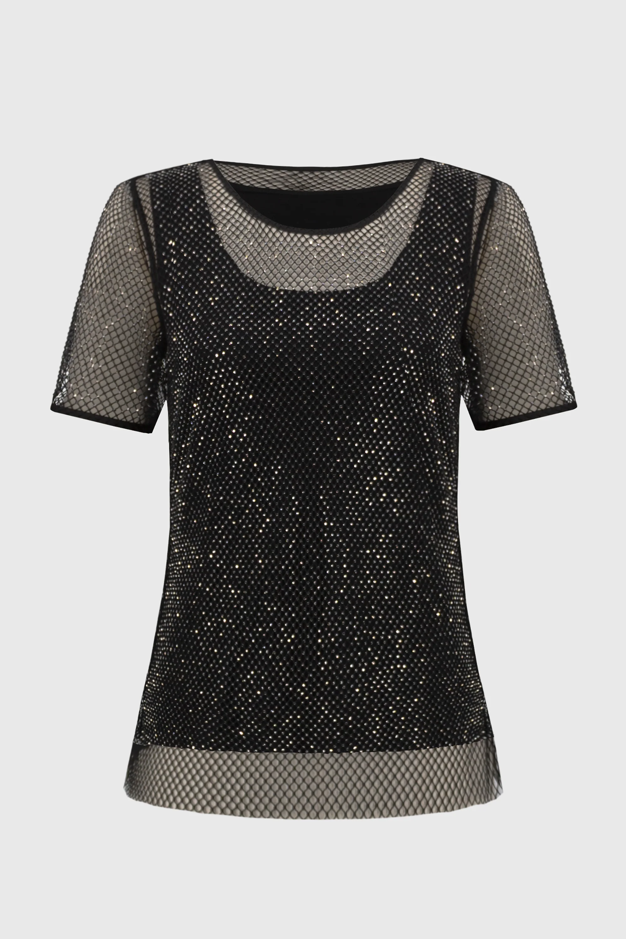Joseph Ribkoff Two-Piece Rhinestone Mesh Top And Camisole Style 251951 - Image 6