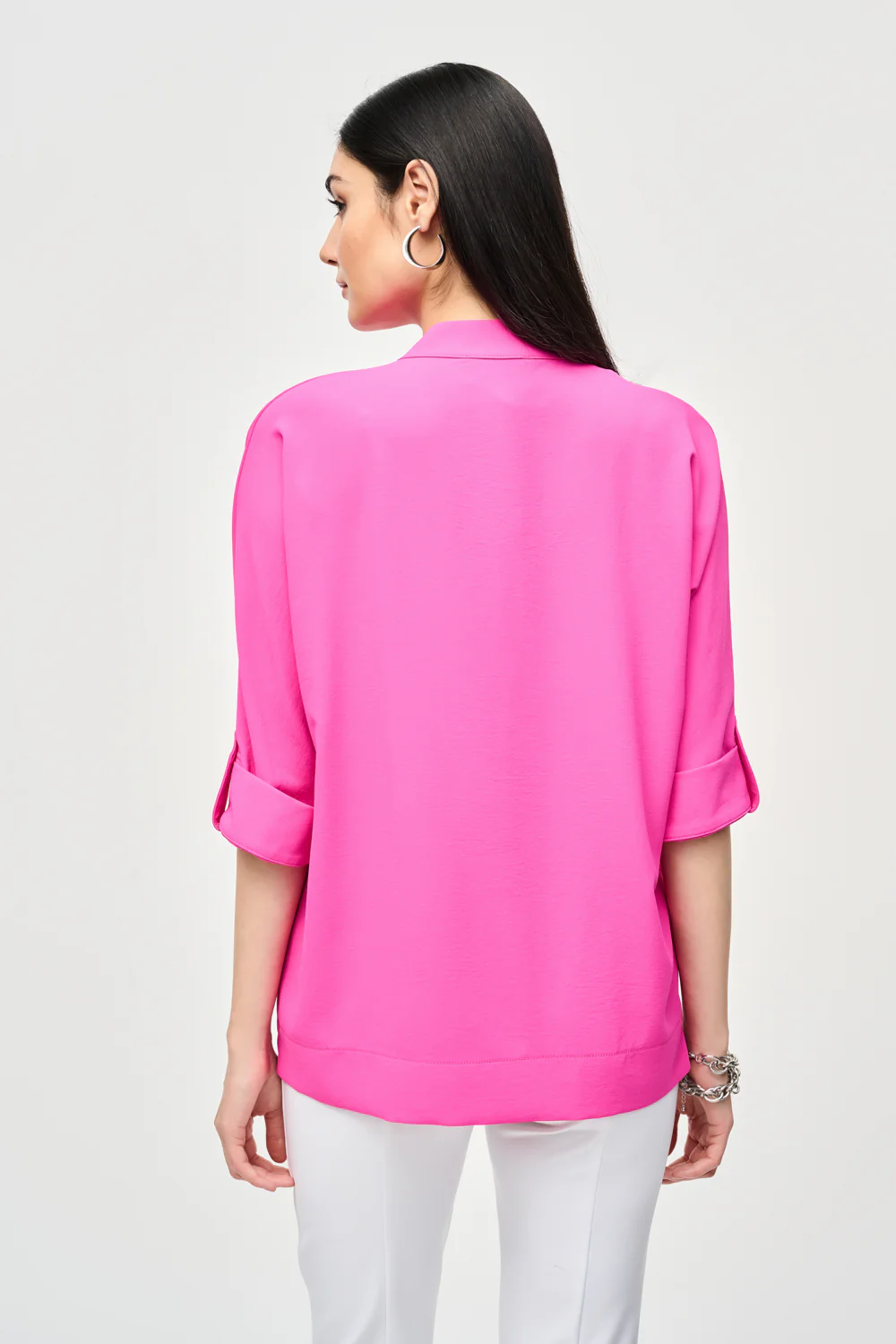 Joseph Ribkoff Ultra Pink Boxy Top with Dolman Sleeves Style 241039 - Image 2