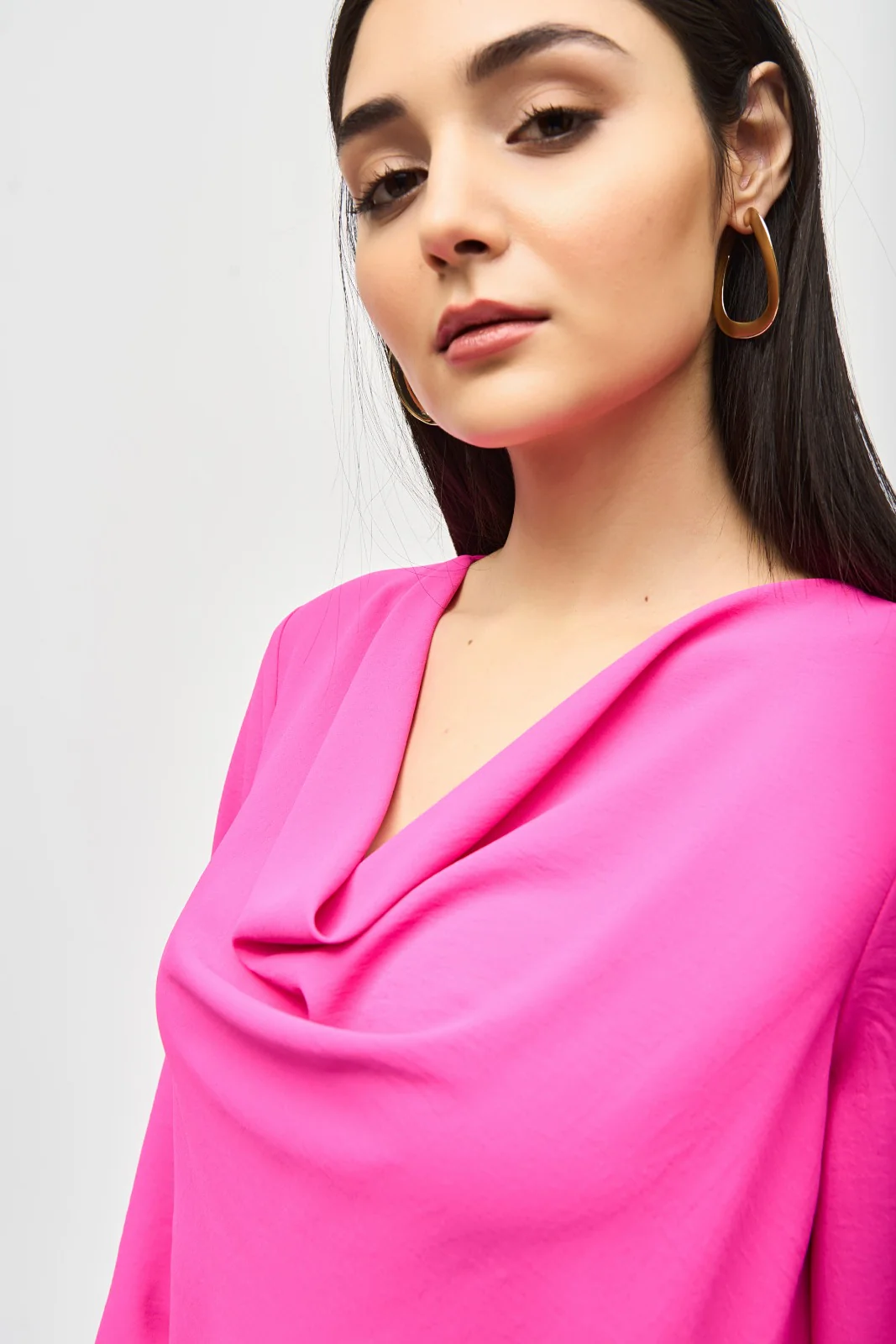 Joseph Ribkoff Ultra Pink Cowl Neck Flared Top Style 241309 - Image 3