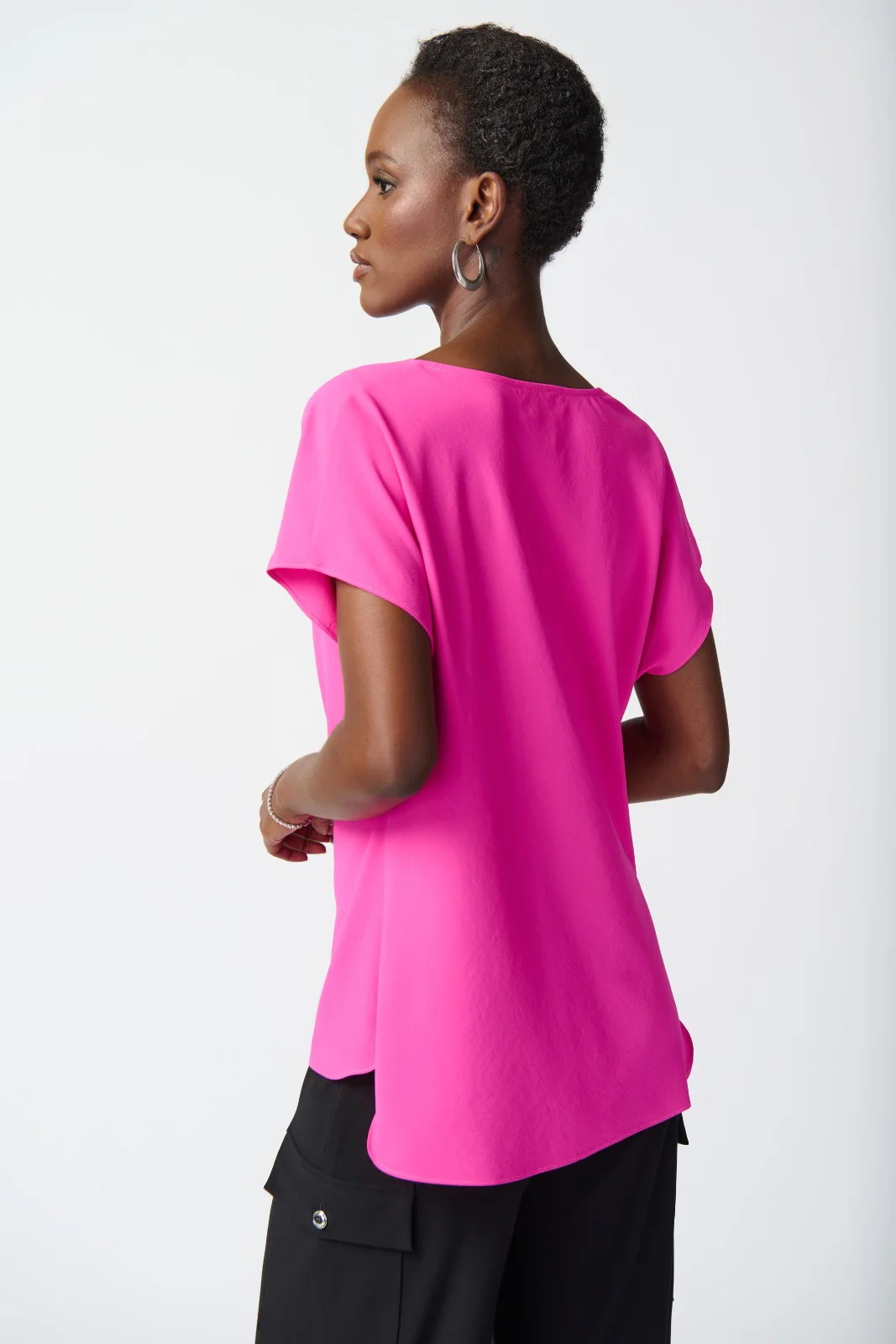 Joseph Ribkoff Ultra Pink Cowl Neck Top Style 241099 - Image 2