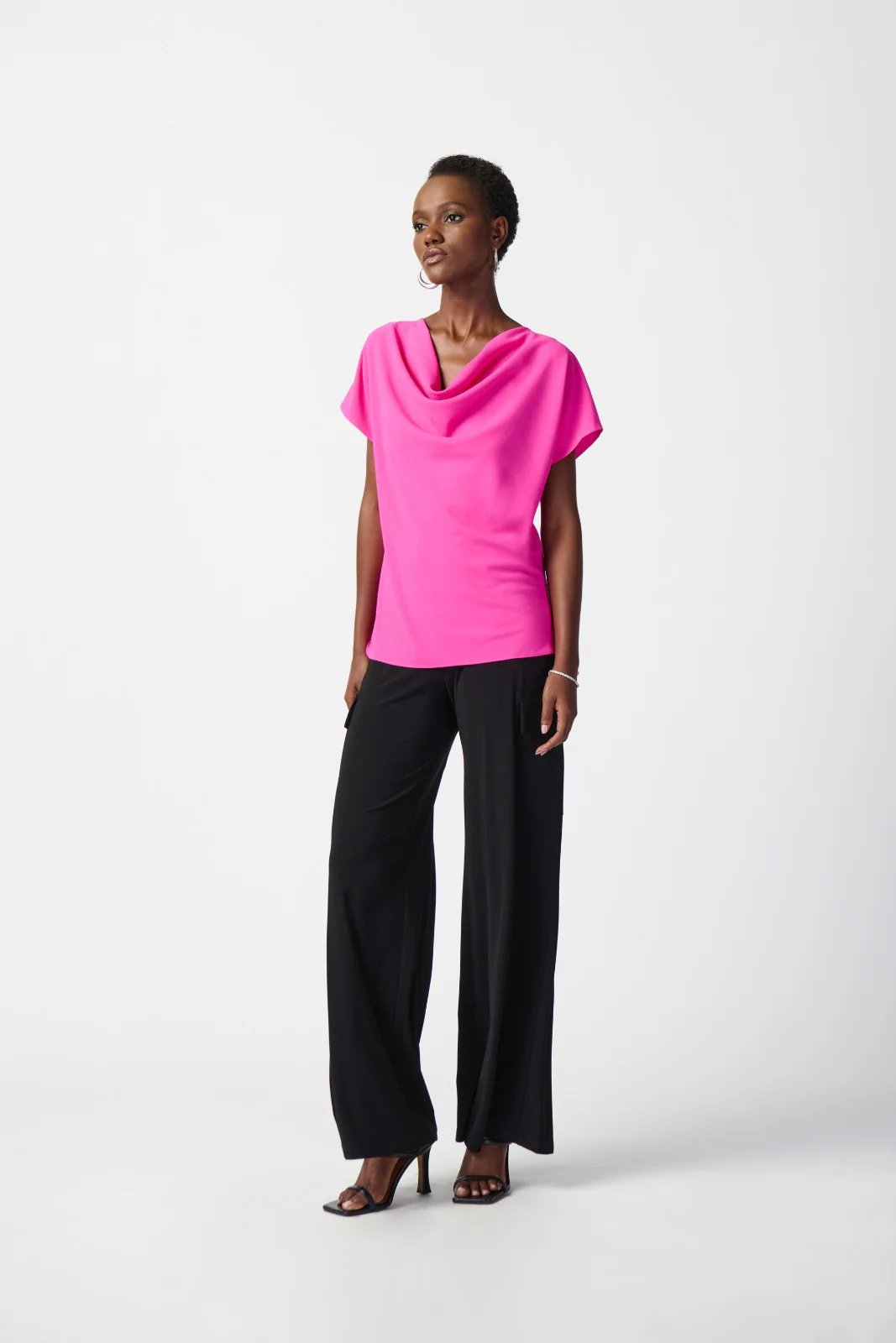 Joseph Ribkoff Ultra Pink Cowl Neck Top Style 241099 - Image 4