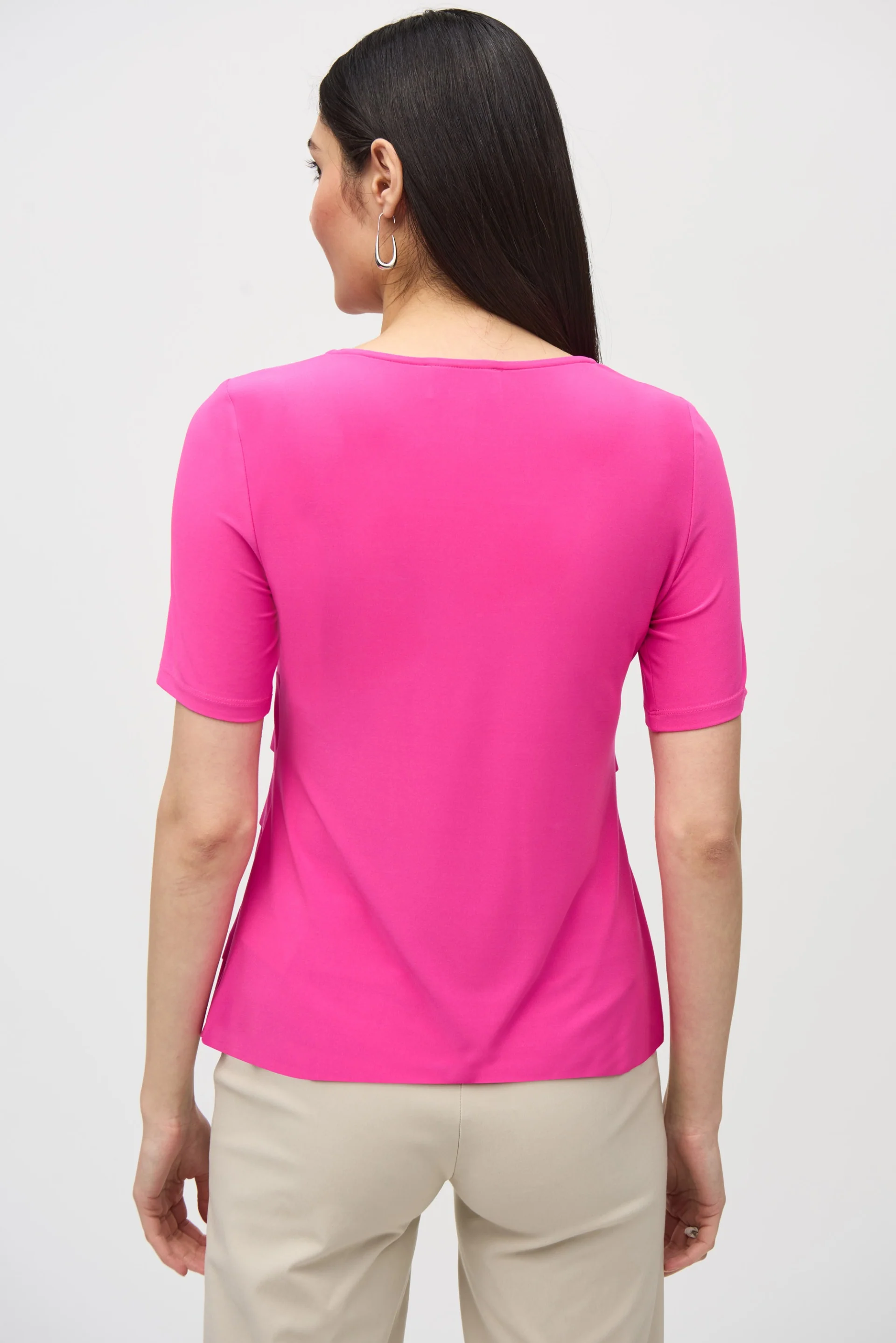 Joseph Ribkoff Ultra Pink Flared Ruffle Top Style 242214 - Image 3