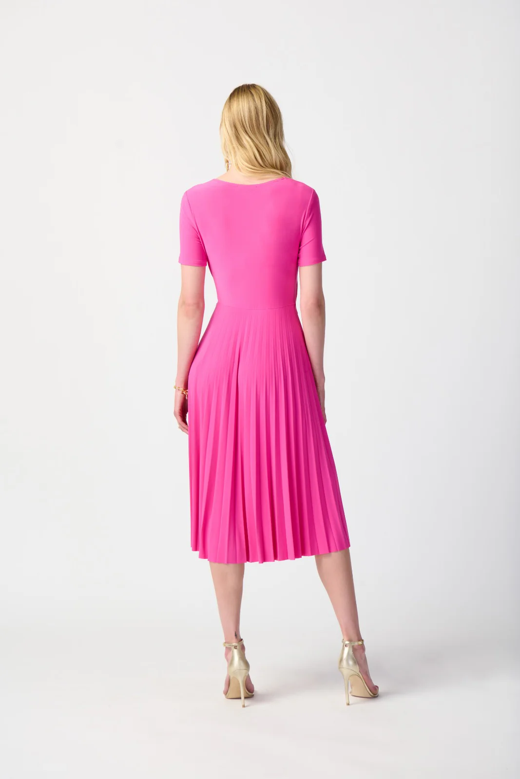 Joseph Ribkoff Ultra Pink Pleated Wrap Dress Style 241013 - Image 6