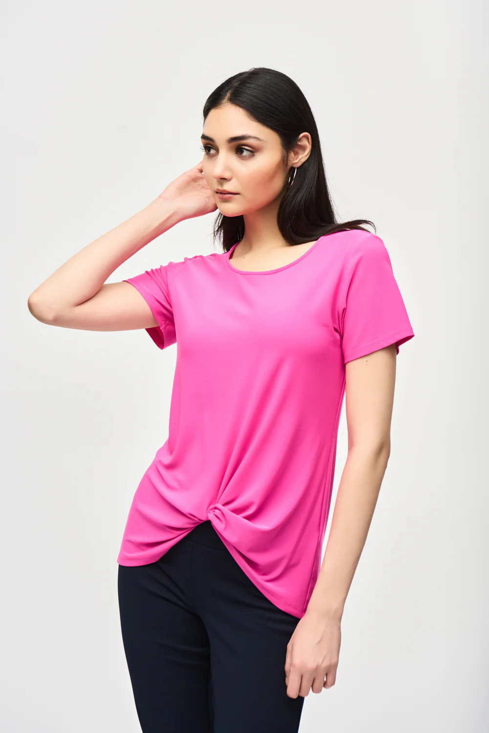 Joseph Ribkoff Ultra Pink Top with Knot Detail Style 241290 - Image 2