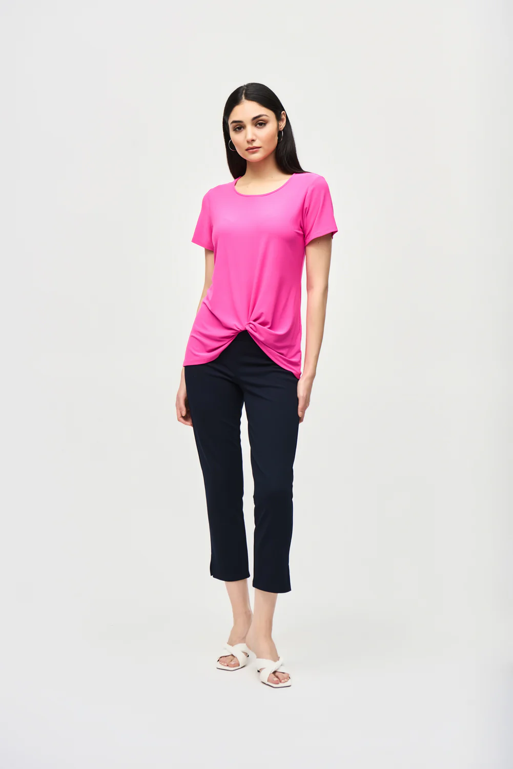 Joseph Ribkoff Ultra Pink Top with Knot Detail Style 241290 - Image 4