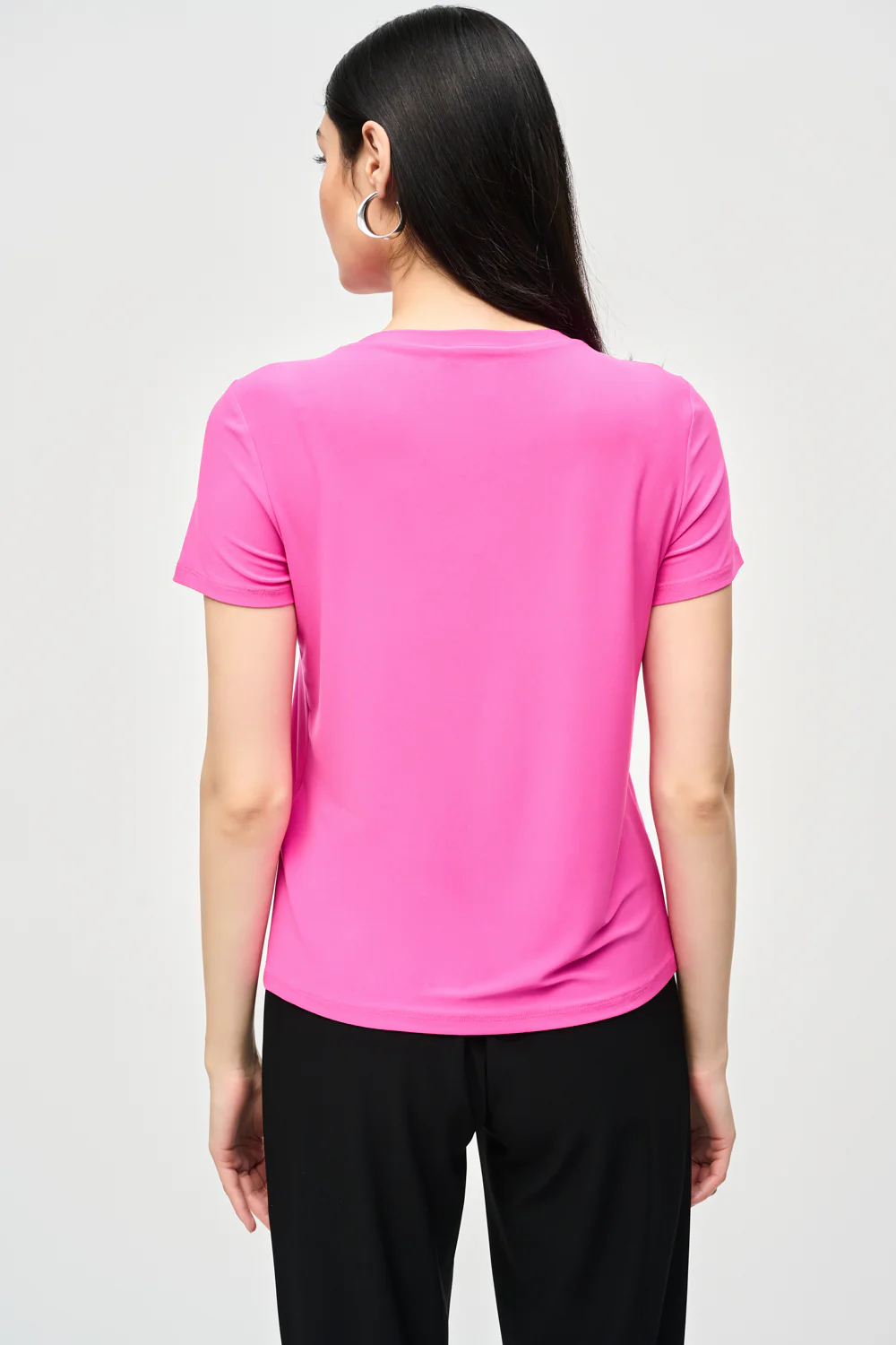 Joseph Ribkoff Ultra Pink Top with Rhinestone Neckline Style 241019 - Image 2